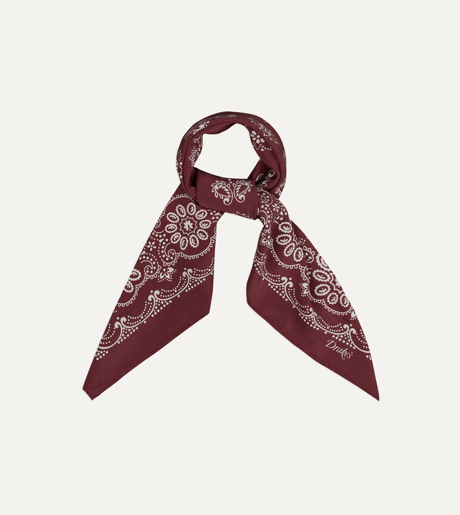 Burgundy Traditional Print Silk Bandana