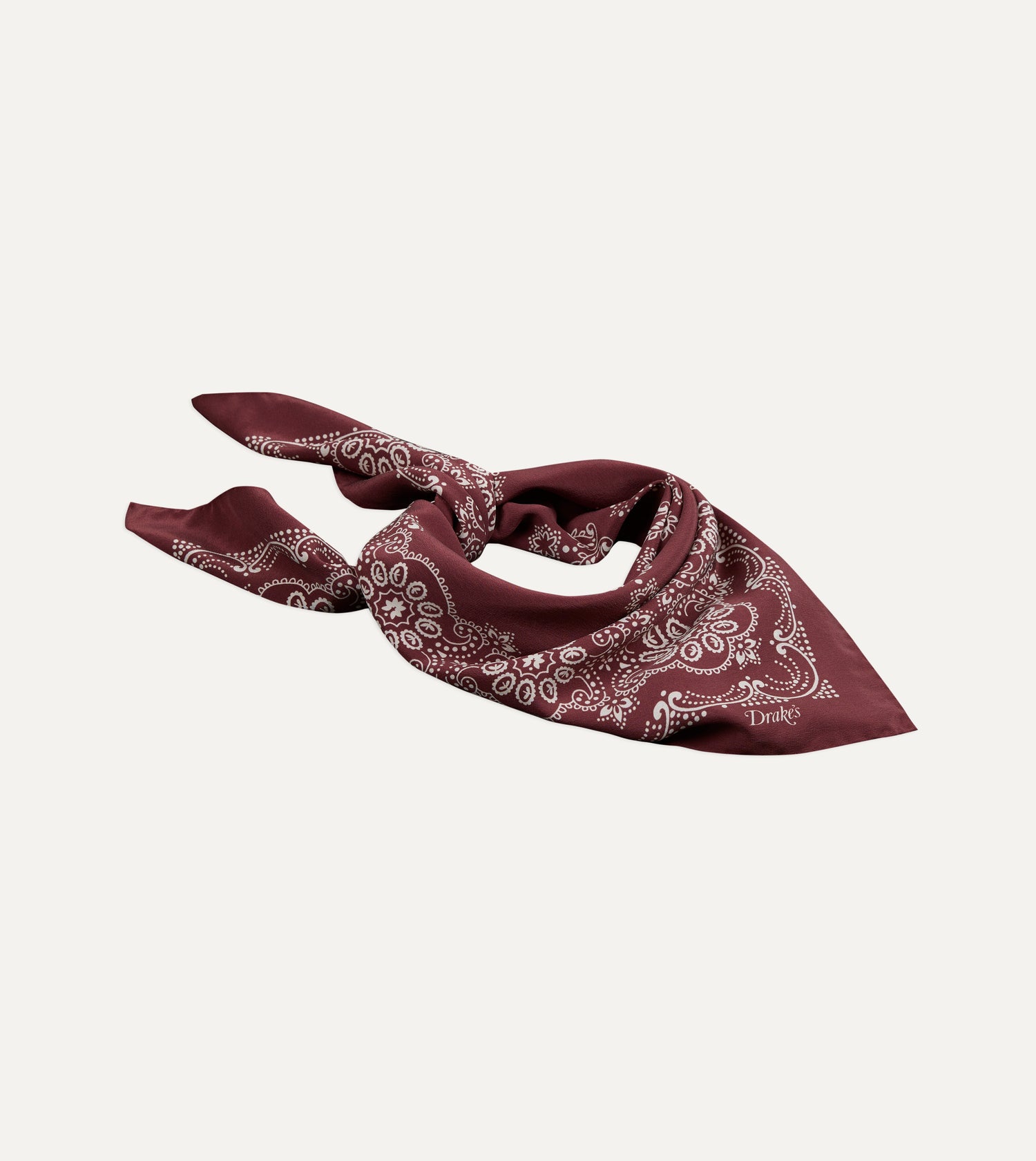 Burgundy Traditional Print Silk Bandana