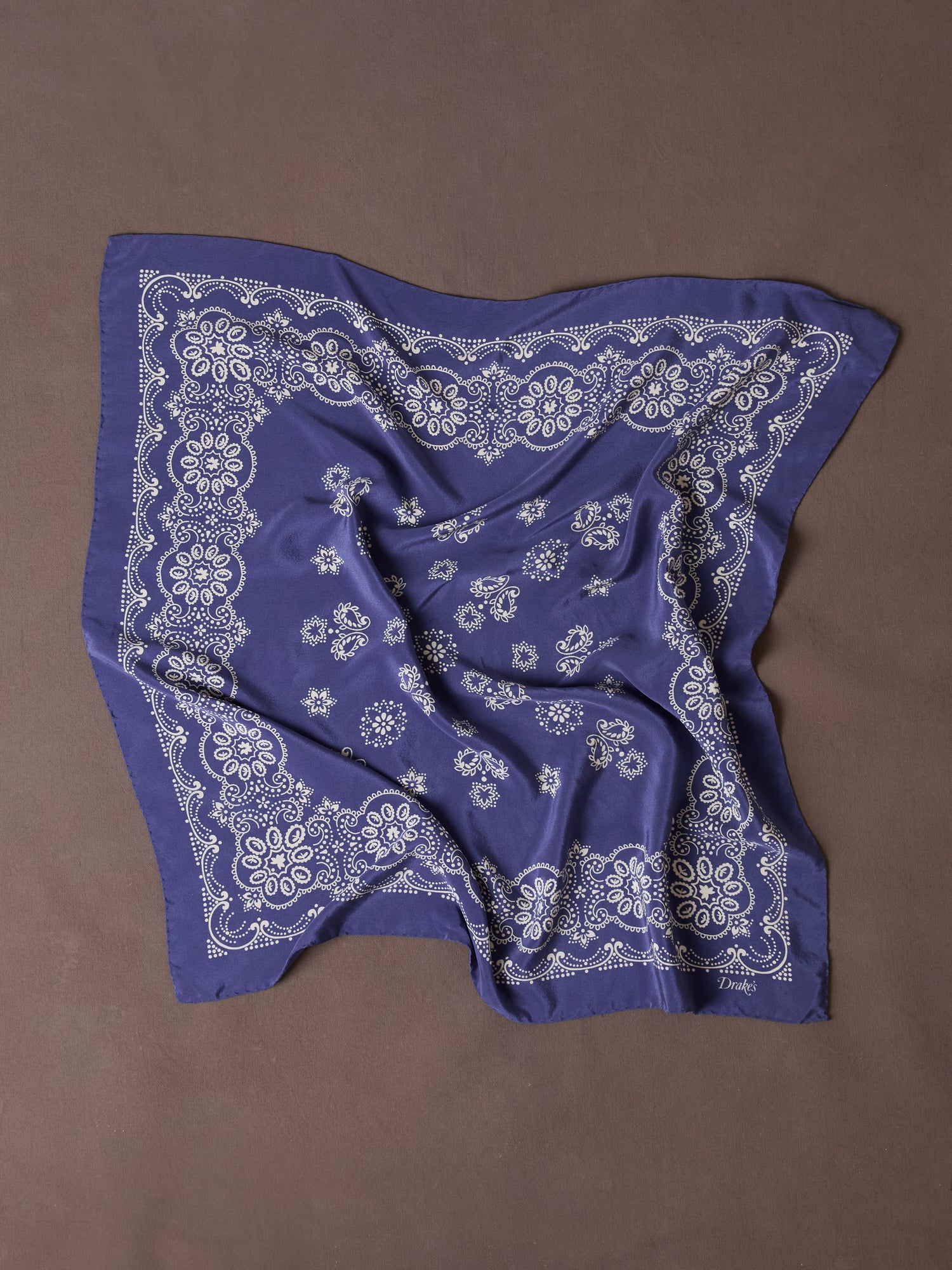 Blue Traditional Print Silk Bandana