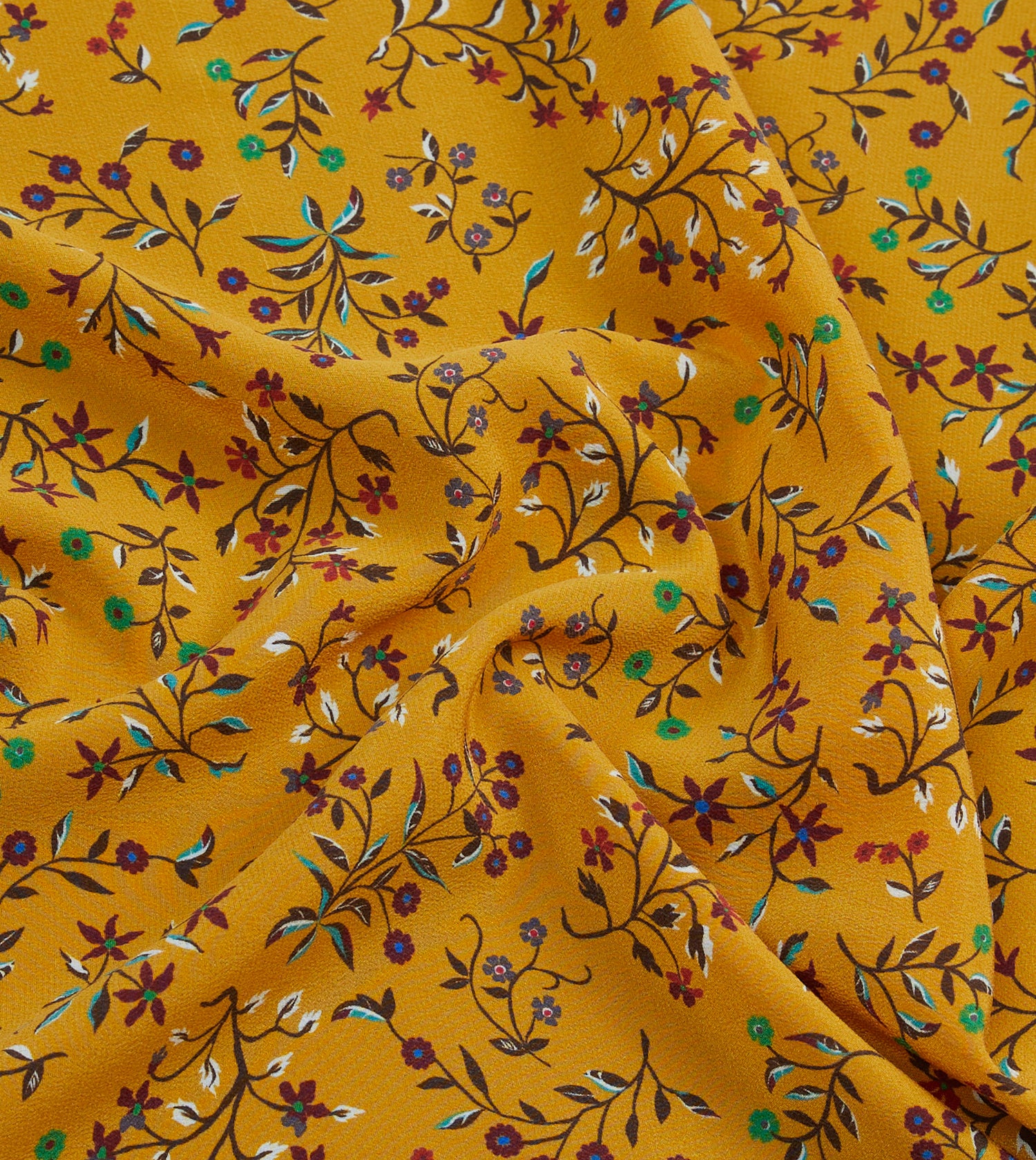 Yellow Floral Print Silk Pocket Square