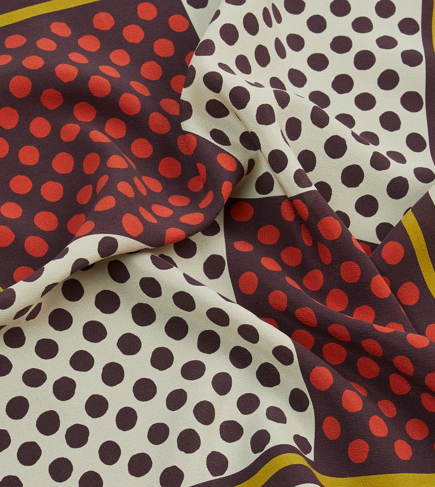 Red Polka Dot Print Silk Pocket Square