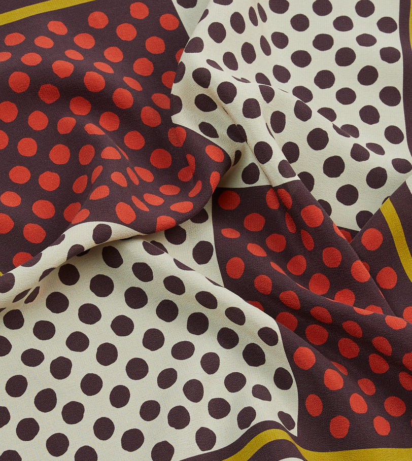 Red Polka Dot Print Silk Pocket Square