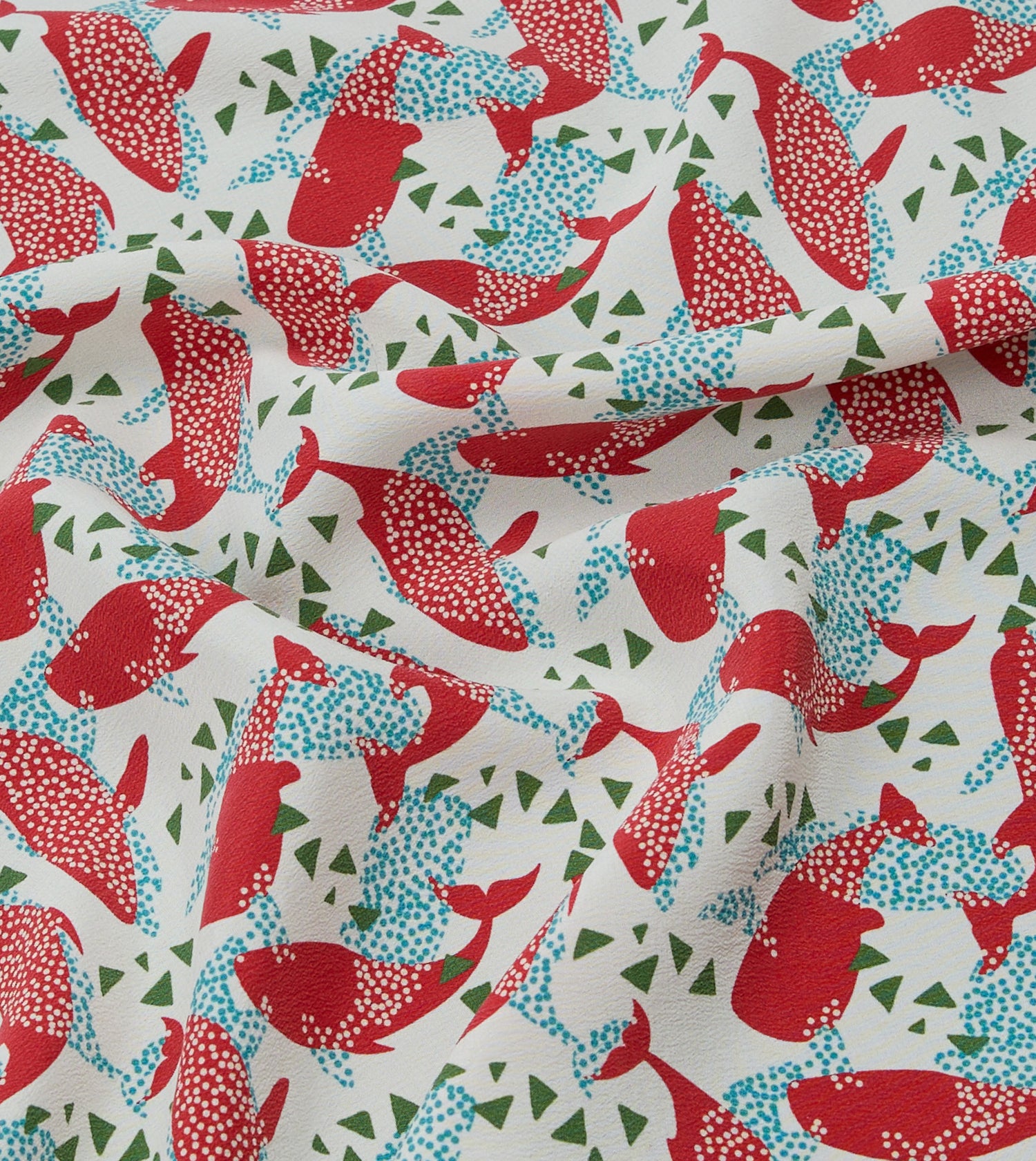 Ecru Whale Print Silk Pocket Square