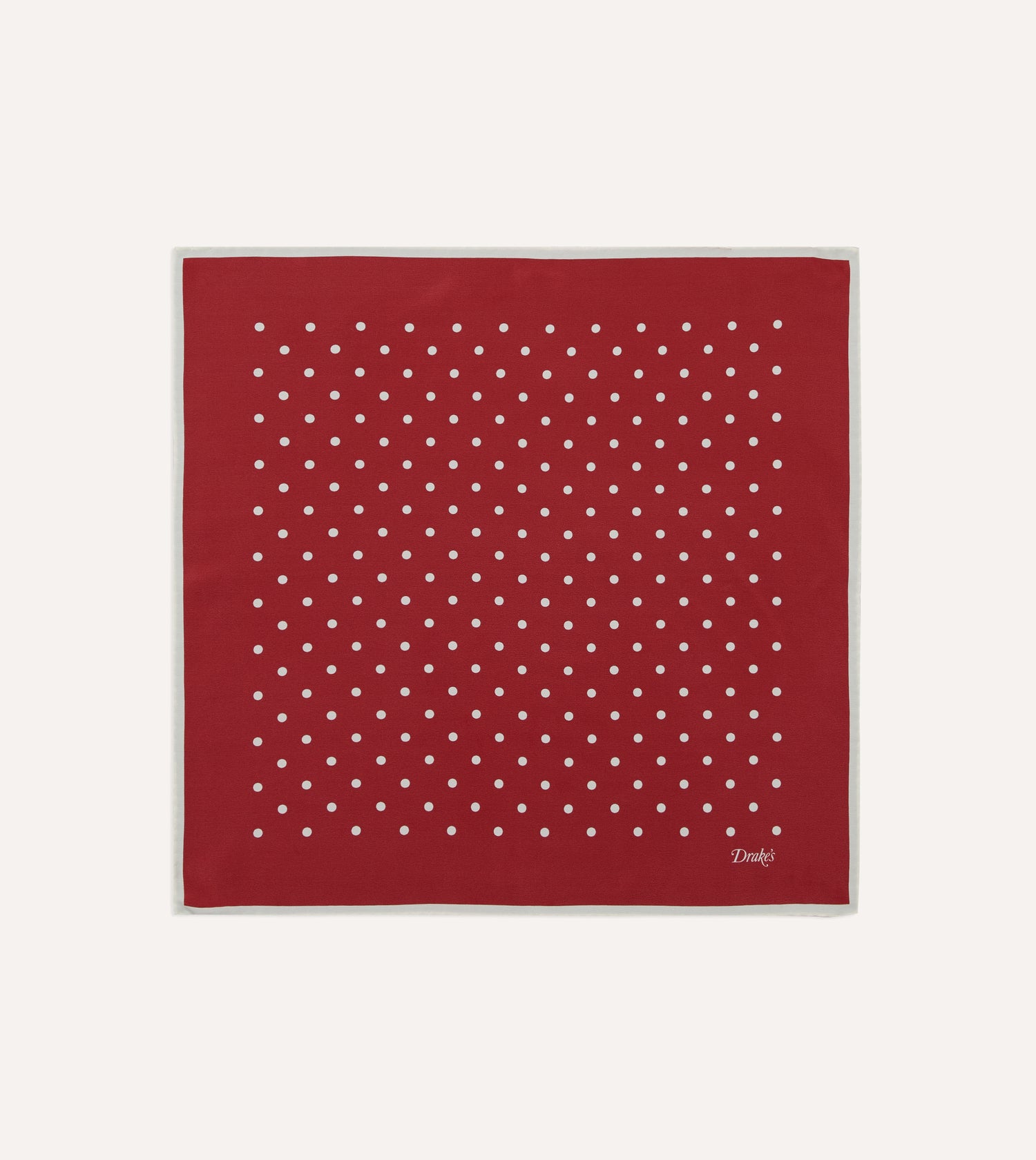 Red Polka Dot Print Silk Pocket Square