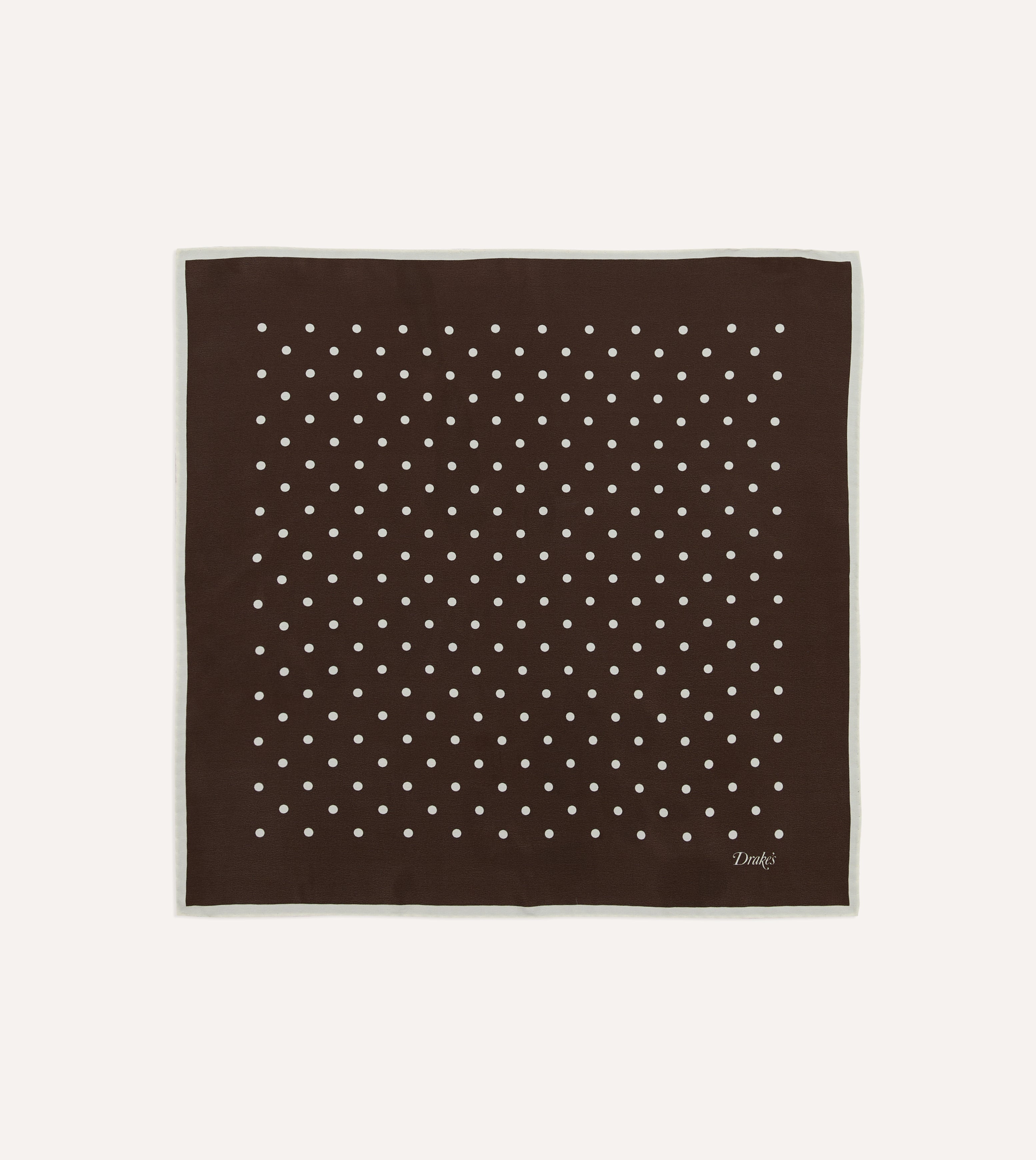Brown Polka Dot Print Silk Pocket Square