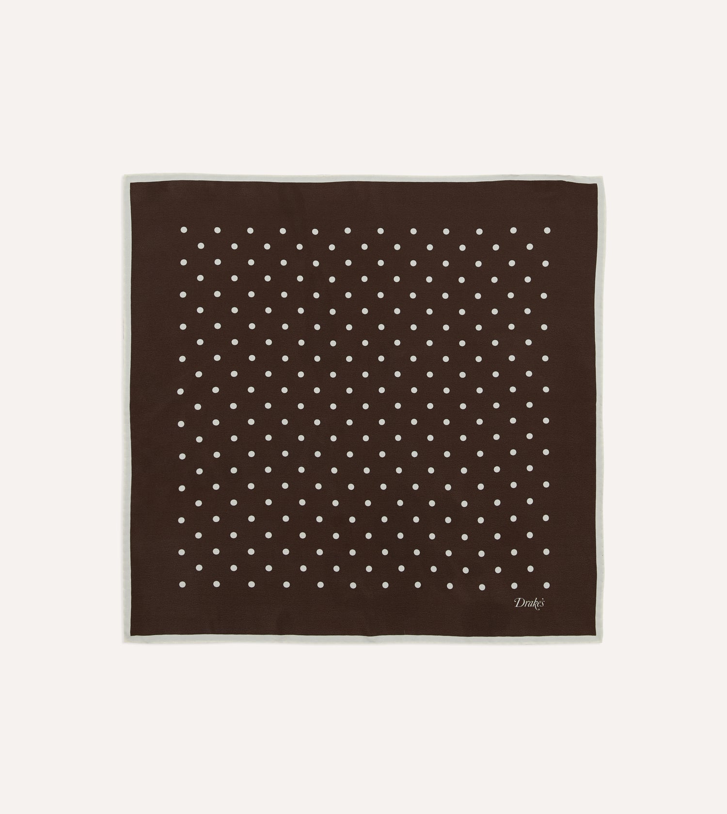Brown Polka Dot Print Silk Pocket Square