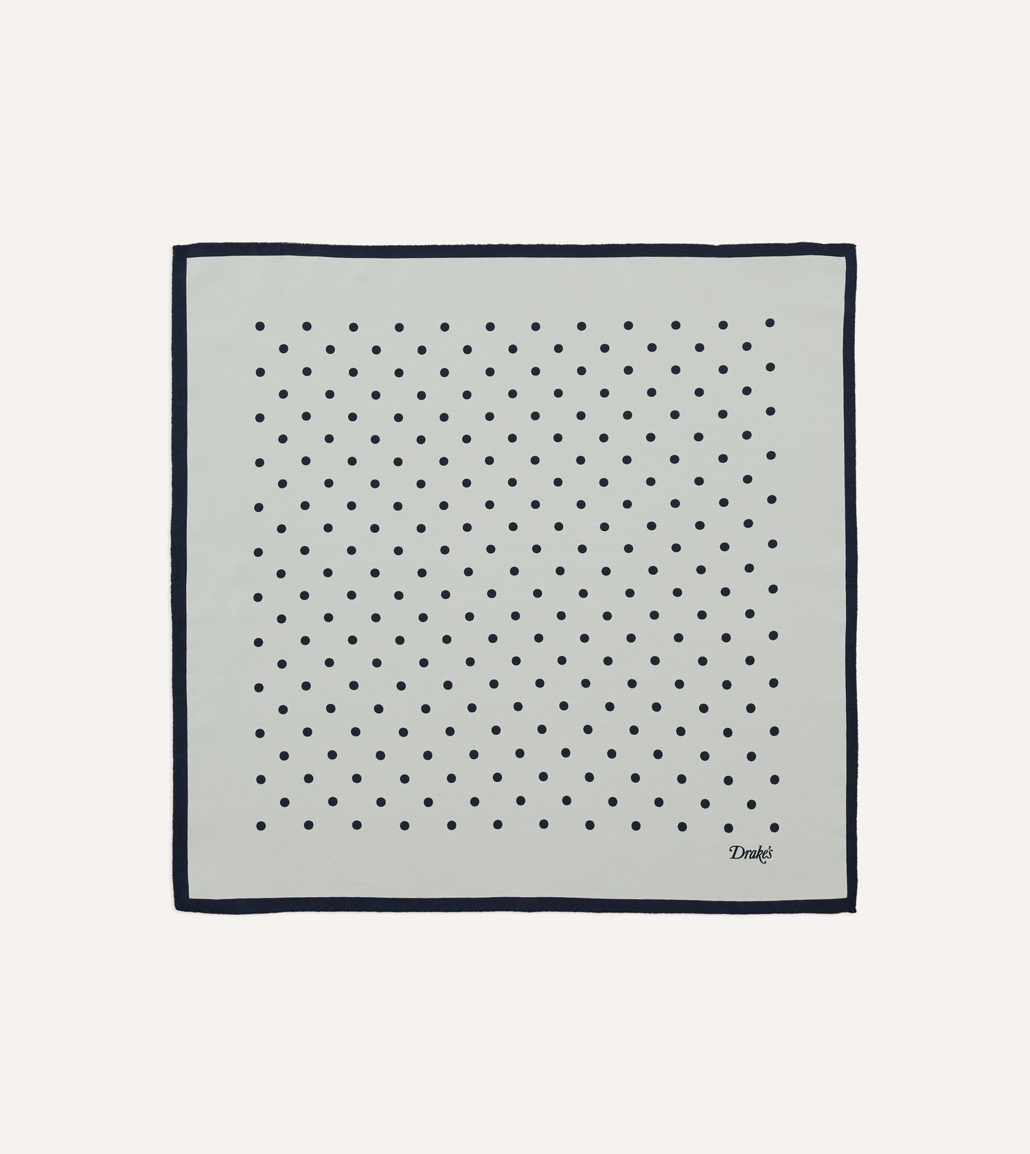 Ecru Polka Dot Print Silk Pocket Square