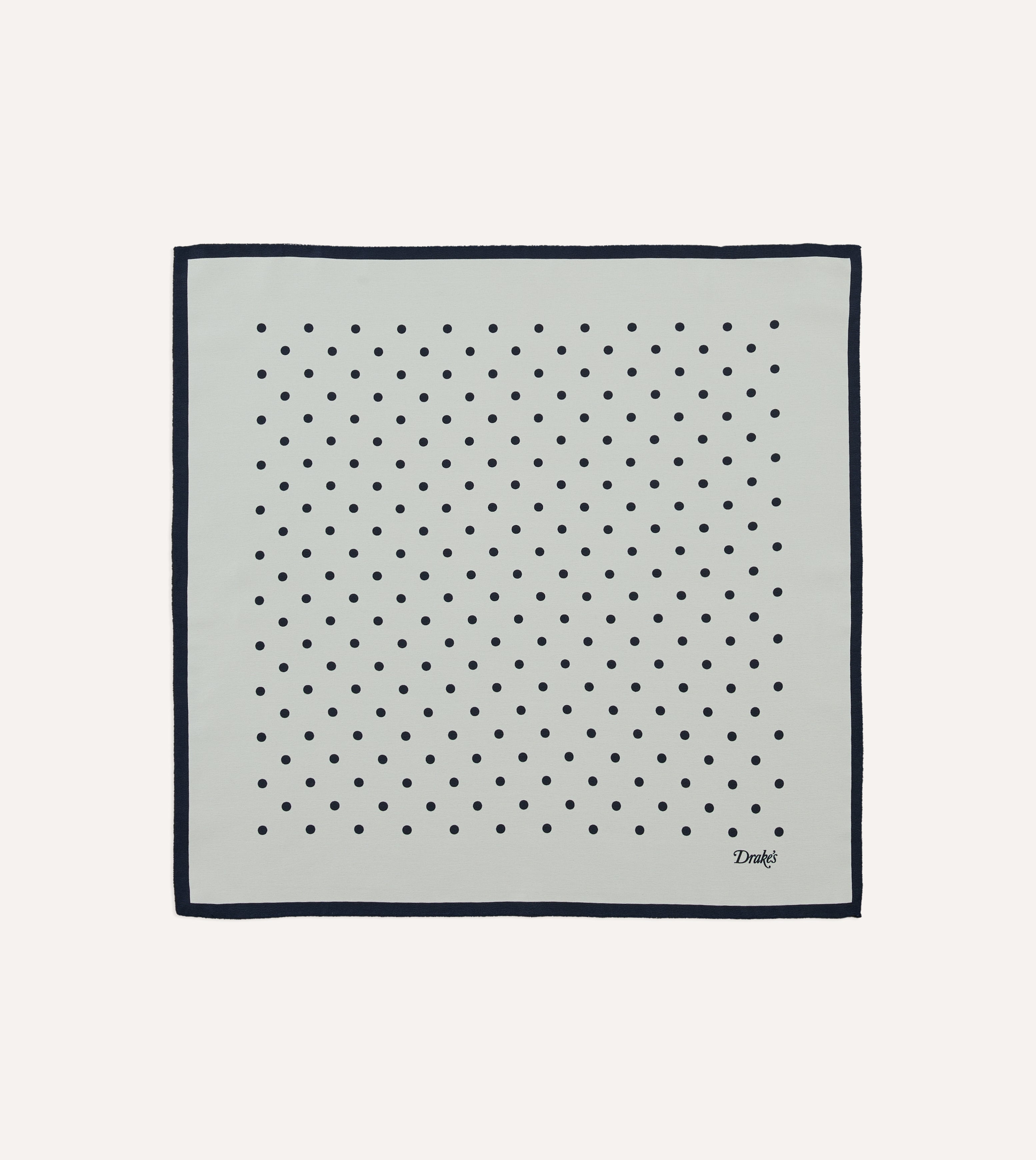 Ecru Polka Dot Print Silk Pocket Square
