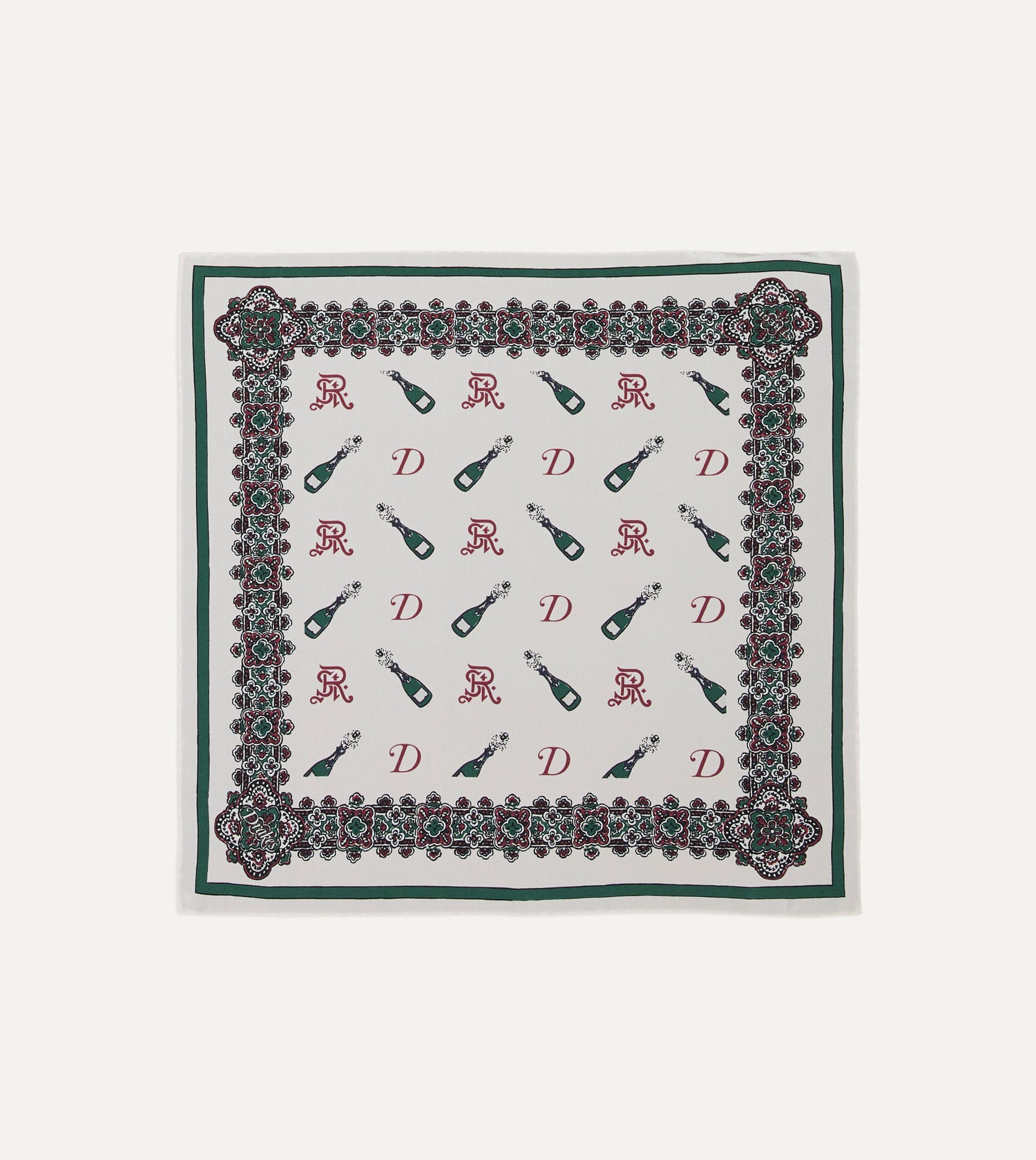 Drake’s for St. Regis Champagne Print Silk Pocket Square