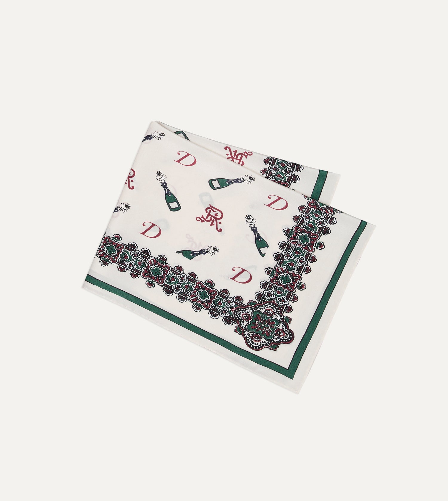 Drake’s for St. Regis Champagne Print Silk Pocket Square