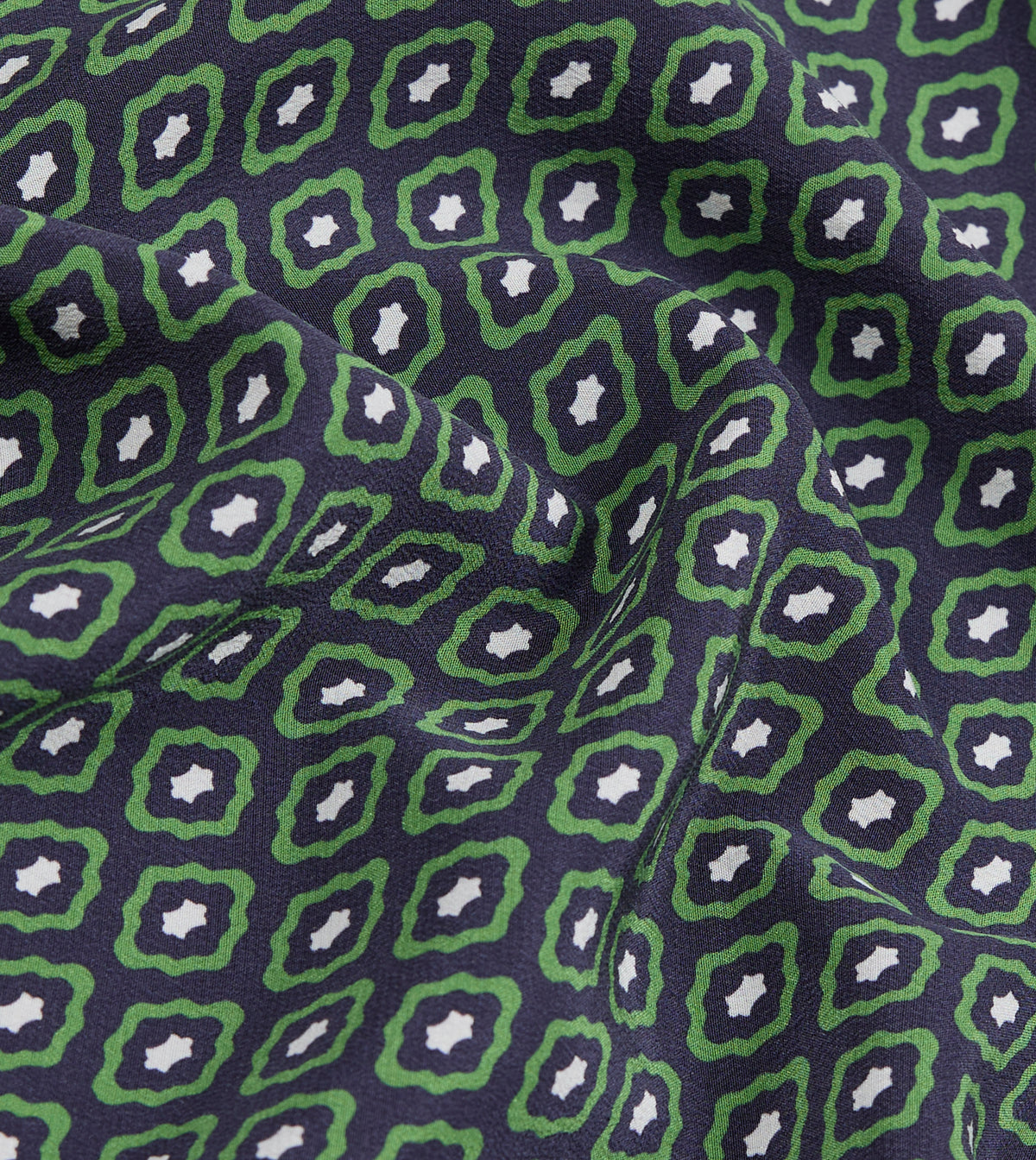 Green Tile Print Silk Pocket Square