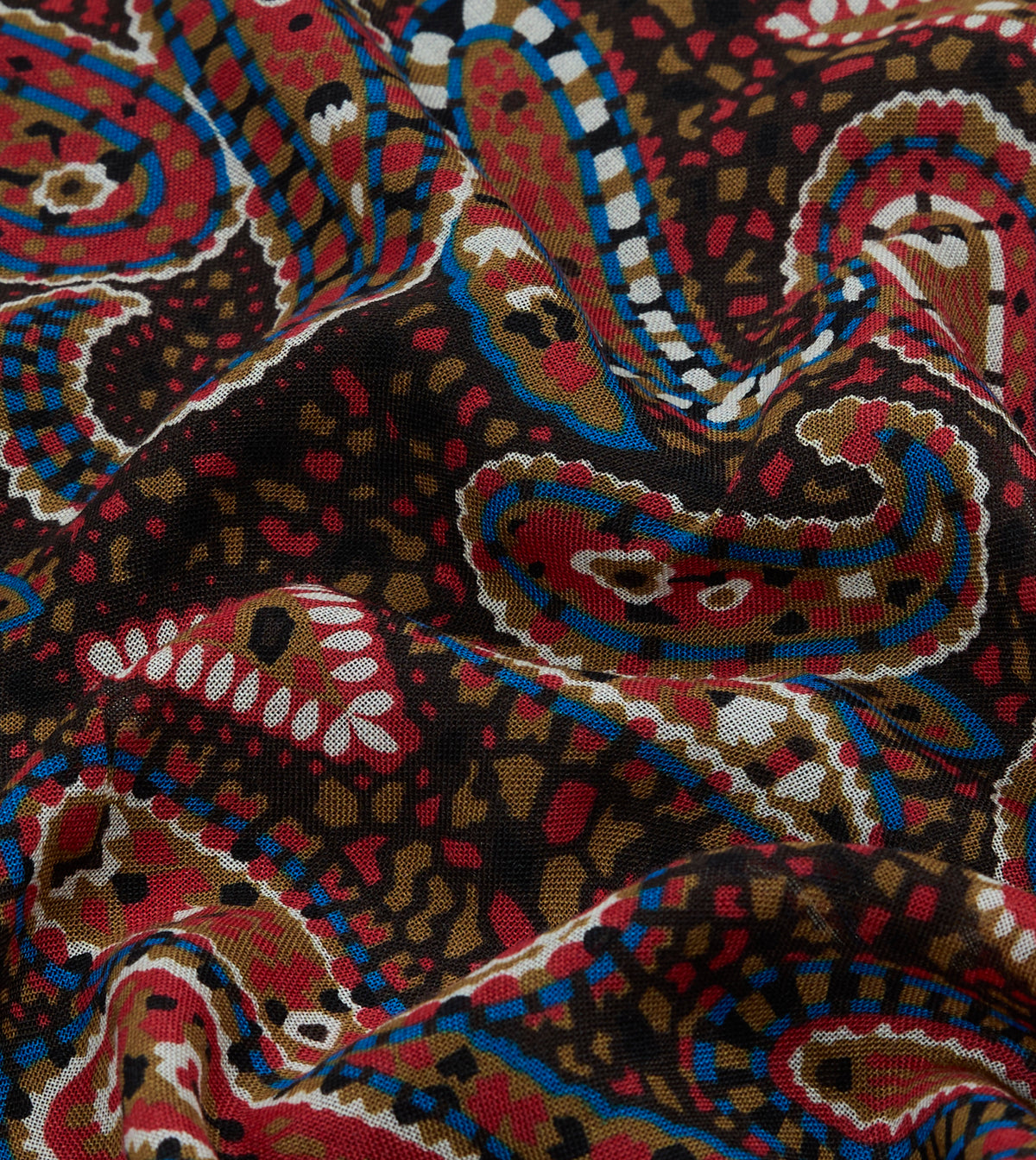 Brown Mosaic Paisley Print Wool-Silk Pocket Square
