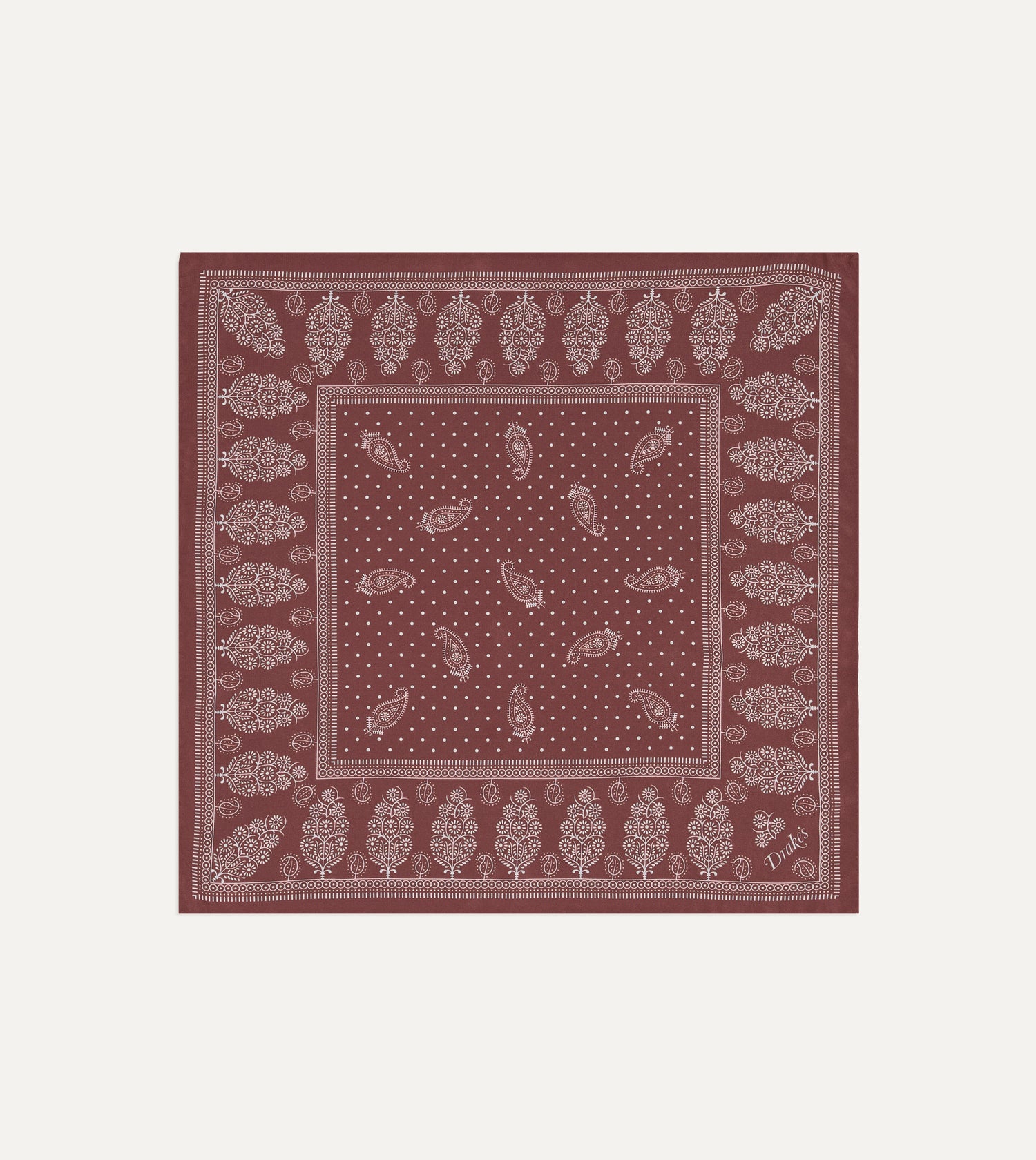 Red Paisley Spot Print Silk Pocket Square