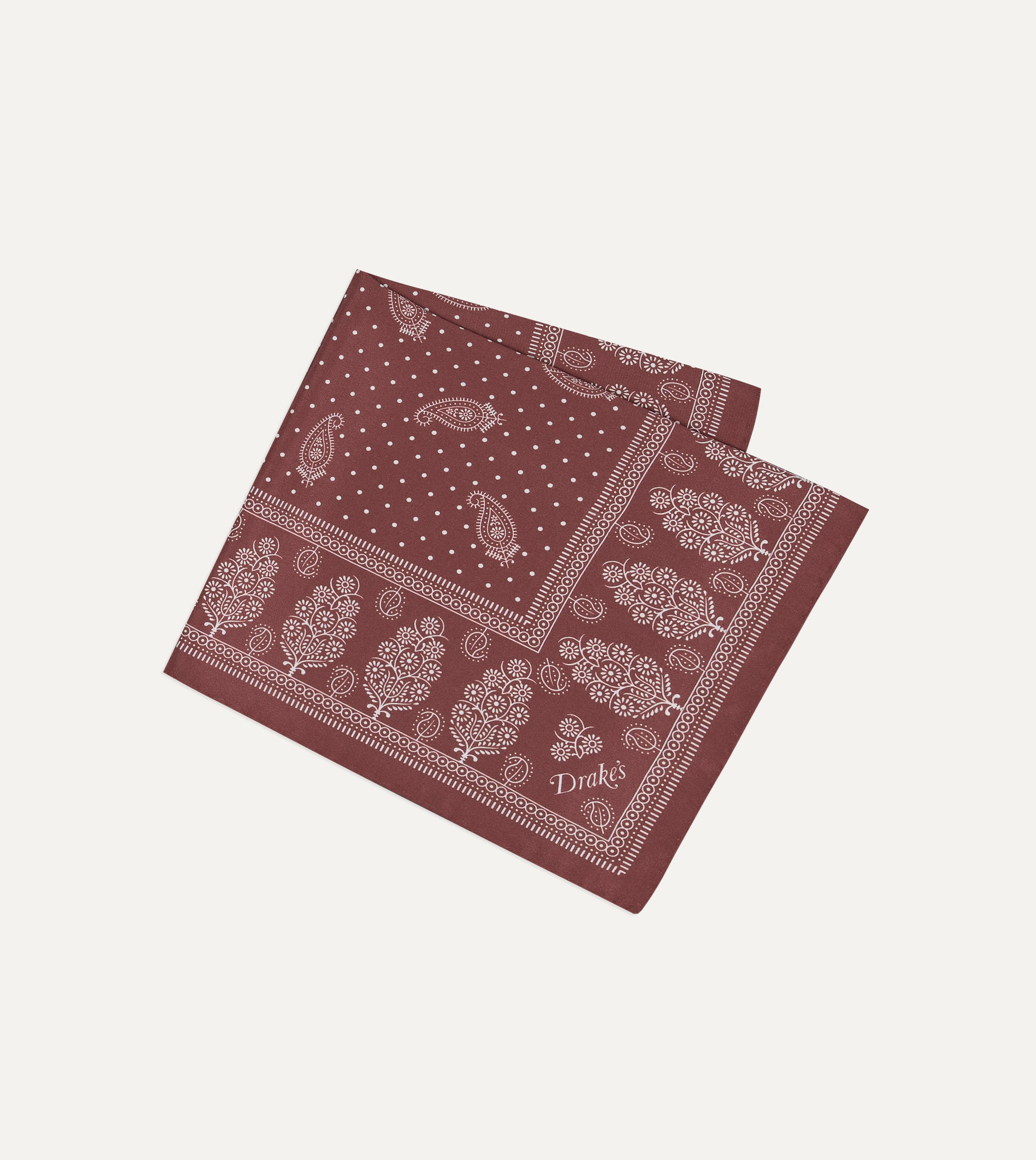 Red Paisley Spot Print Silk Pocket Square