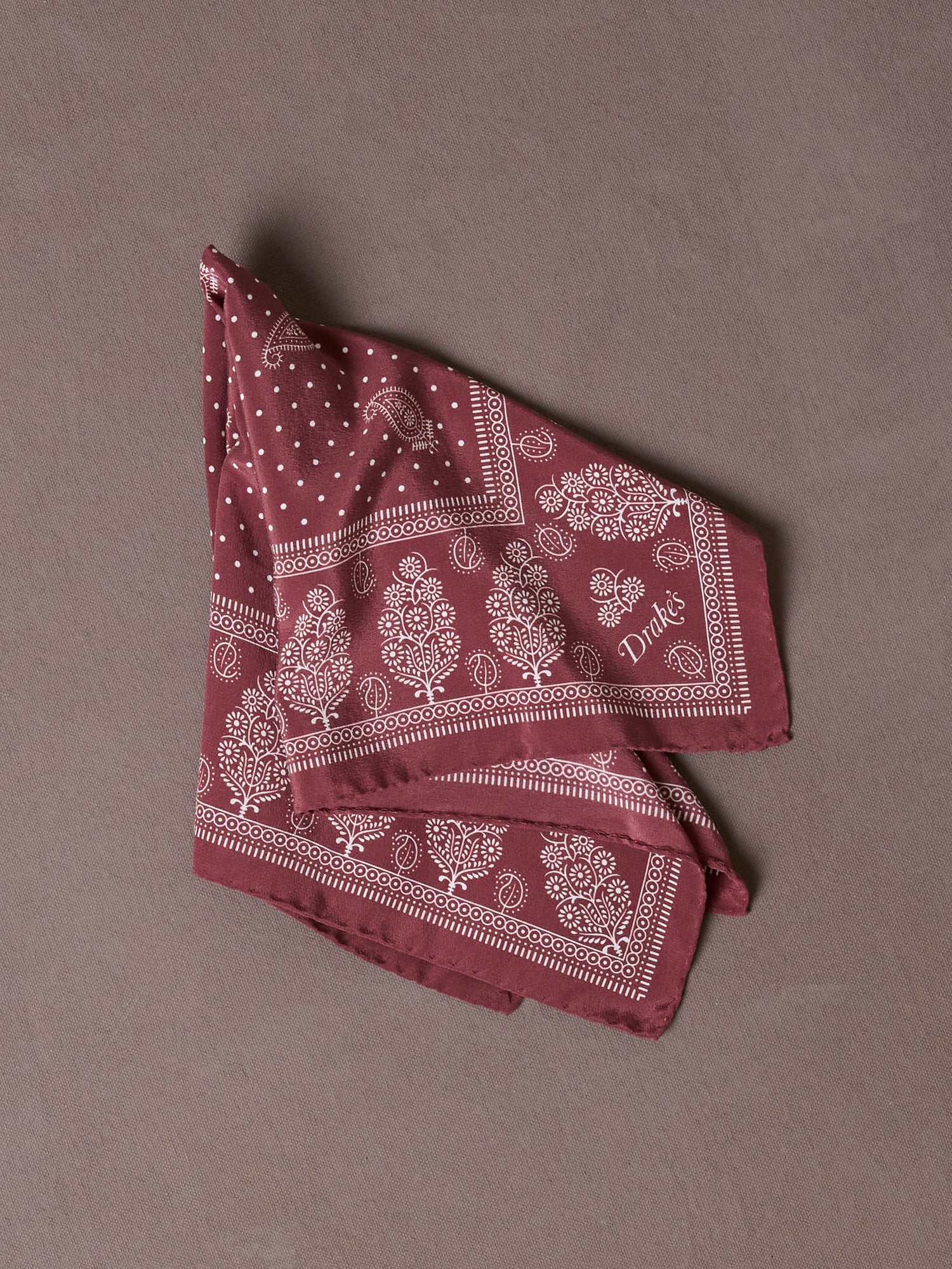 Red Paisley Spot Print Silk Pocket Square
