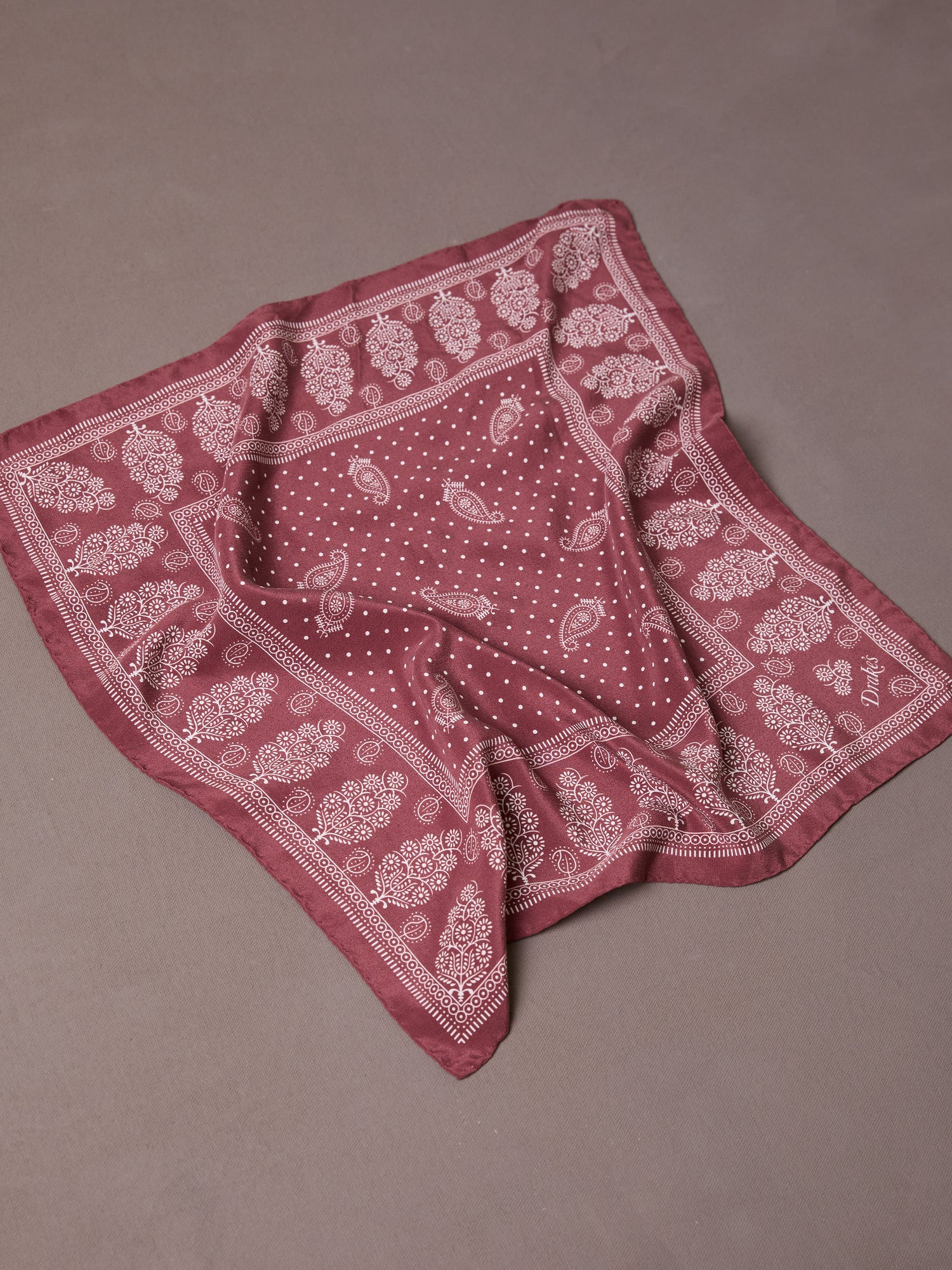 Red Paisley Spot Print Silk Pocket Square