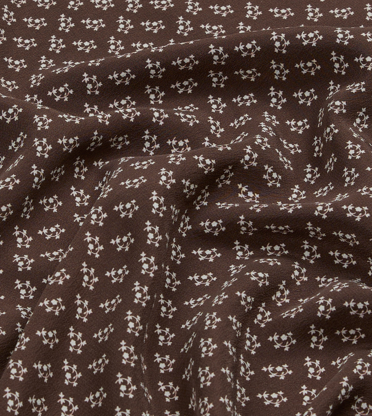 Brown Small Floral Print Silk Pocket Square