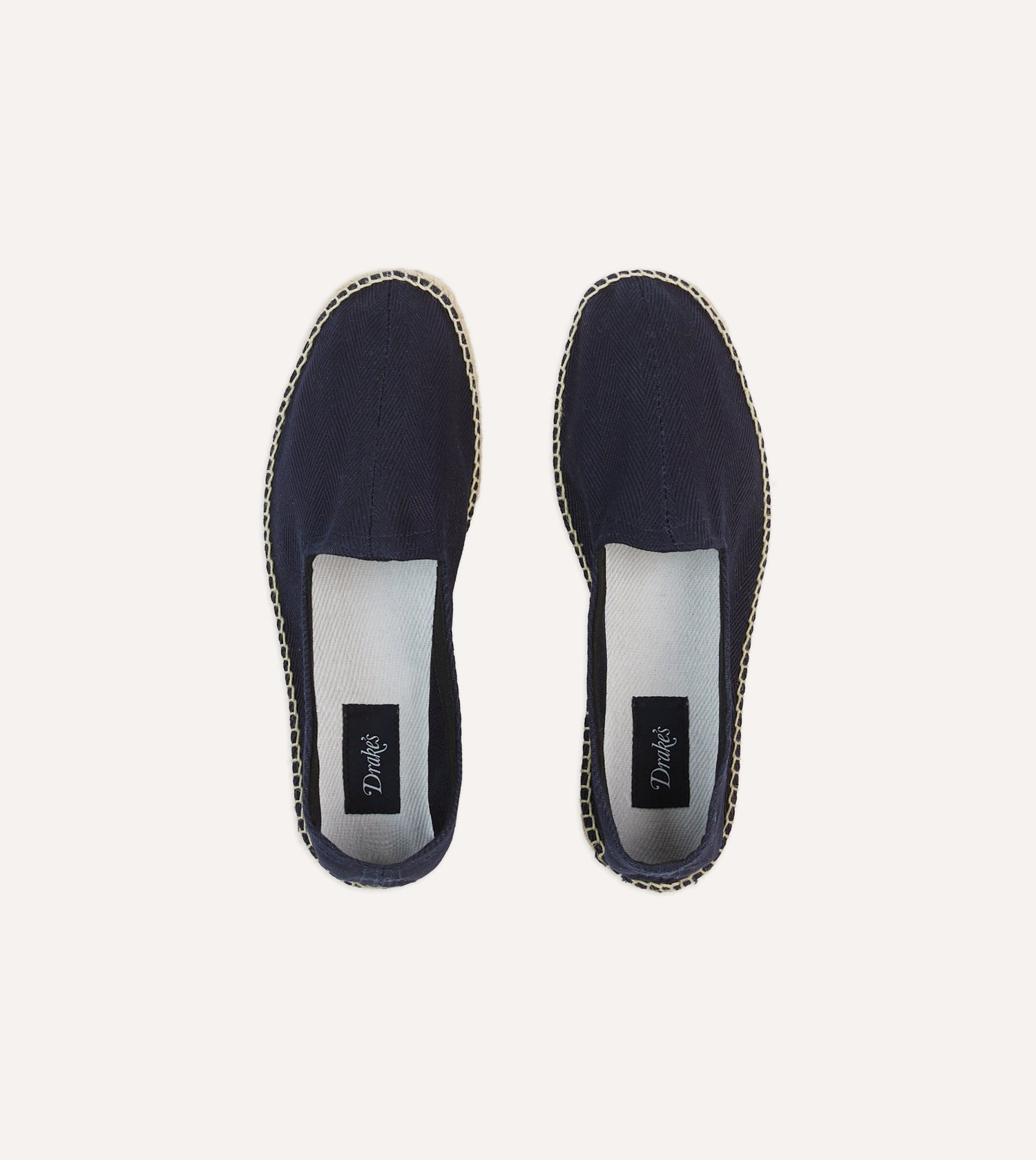 Navy Herringbone Cotton Espadrilles