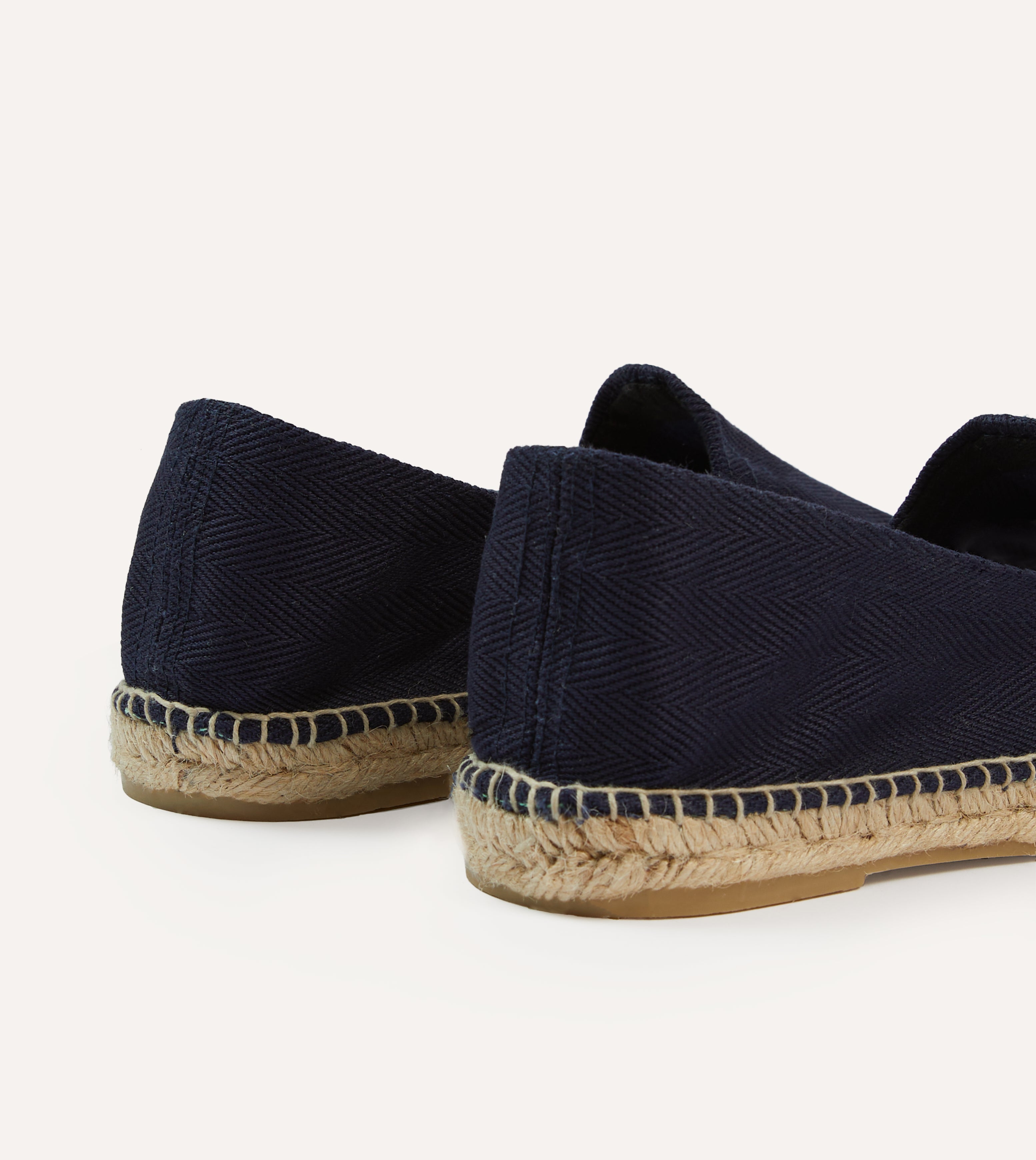 Navy Herringbone Cotton Espadrilles – Drakes US