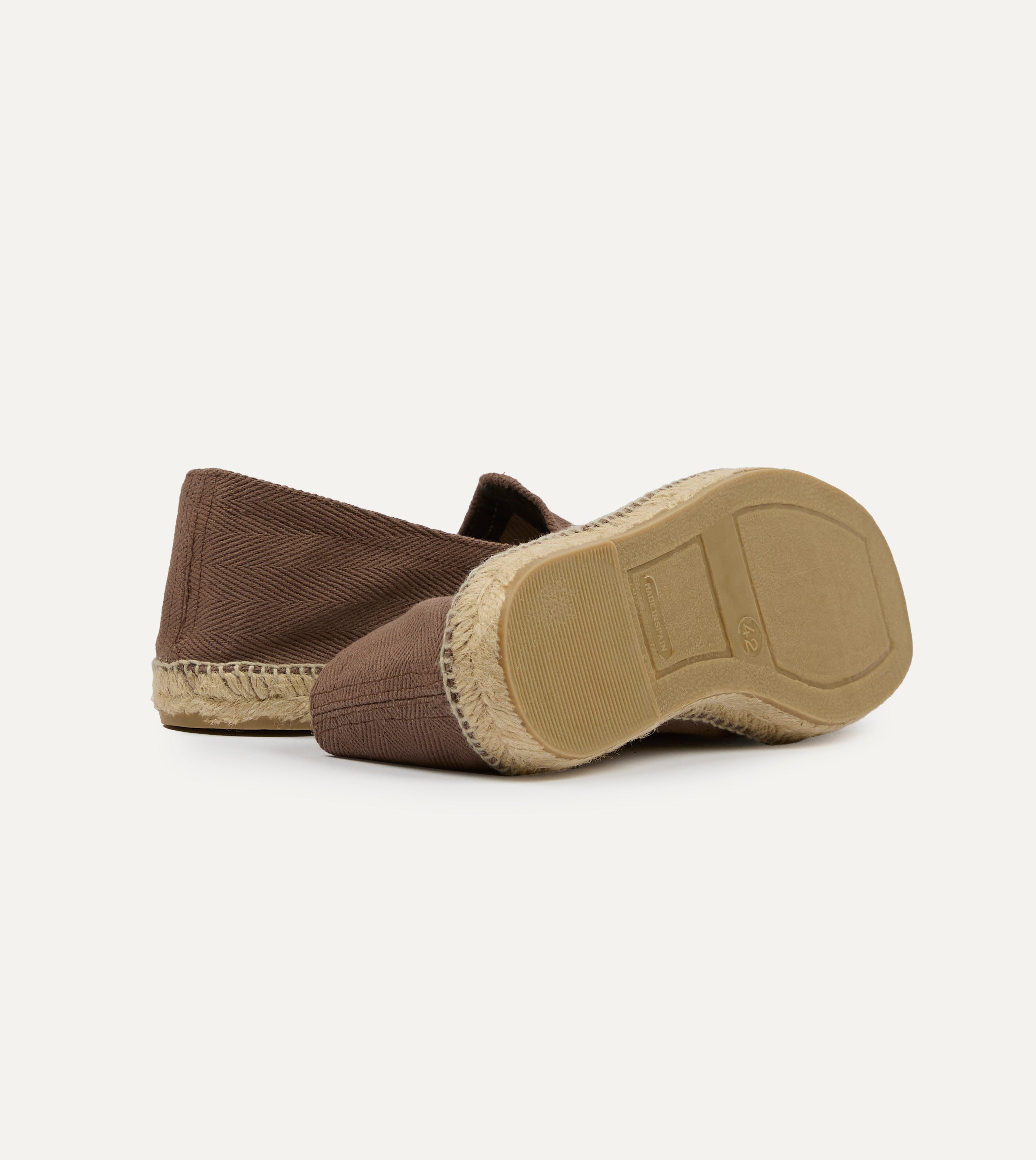 Taupe Herringbone Cotton Espadrilles