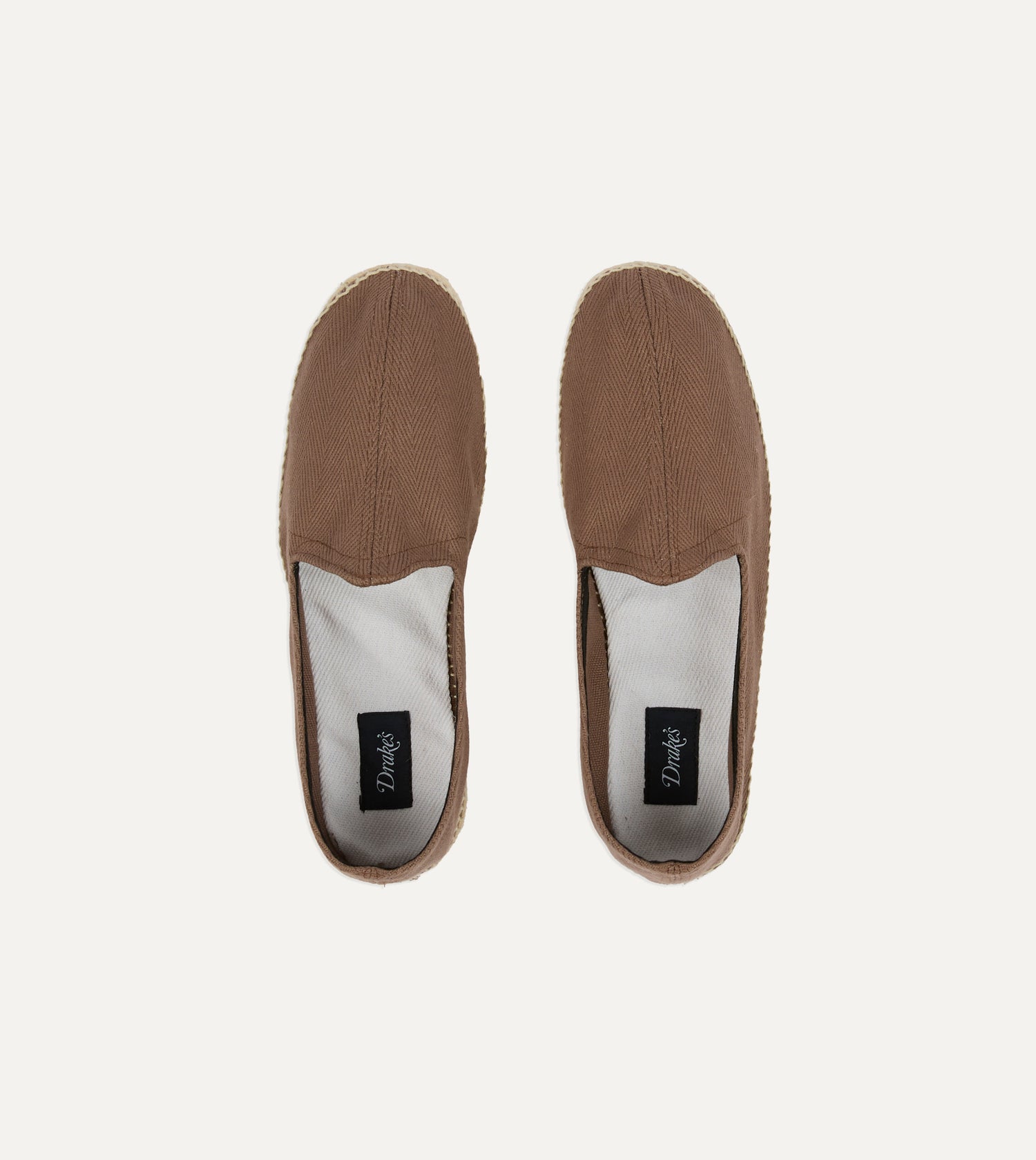 Taupe Herringbone Cotton Espadrilles