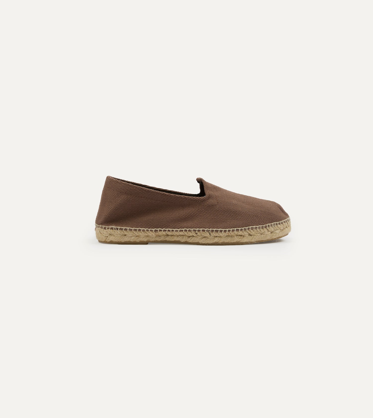 Taupe Herringbone Cotton Espadrilles