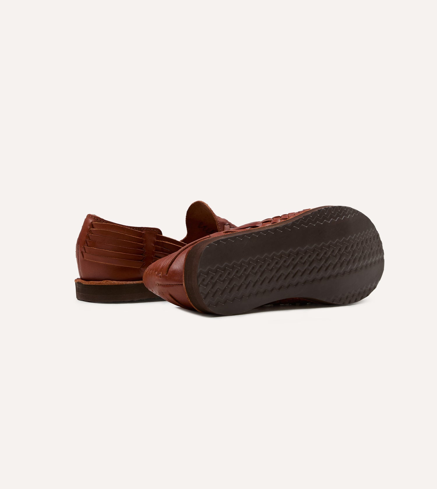 Chamula Red Brown Leather Cancun Woven Sandal