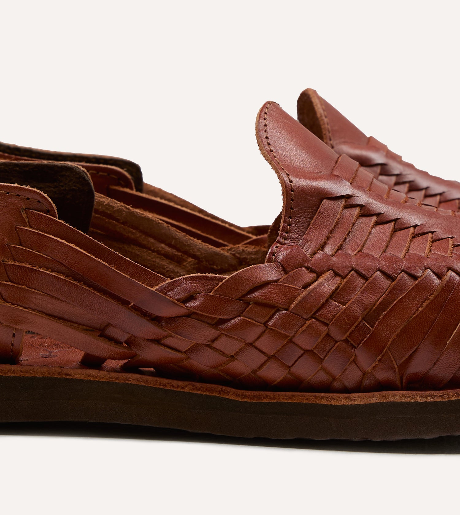 Chamula Red Brown Leather Cancun Woven Sandal