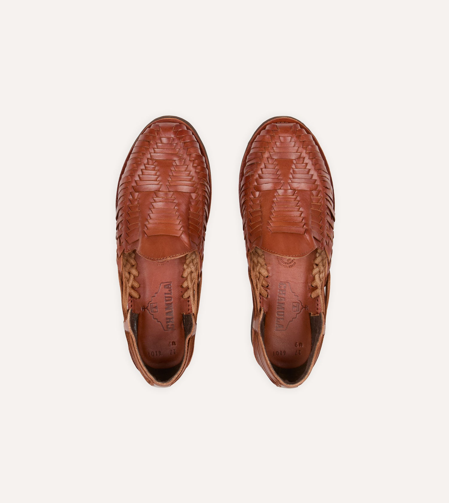 Chamula Red Brown Leather Cancun Woven Sandal