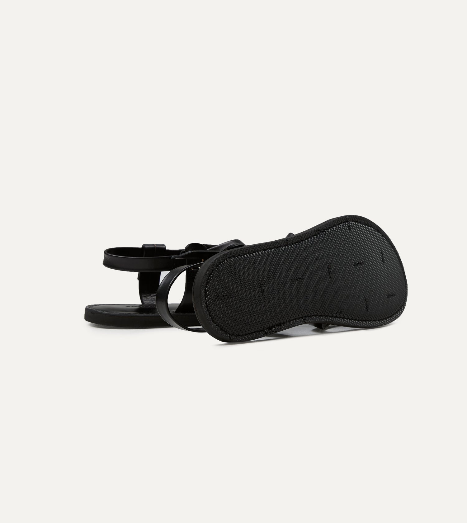 Kovalam Black Leather One Strap Sandal