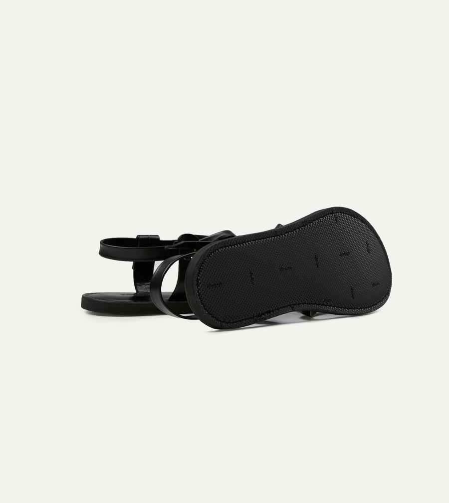 Kovalam Black Leather One Strap Sandal