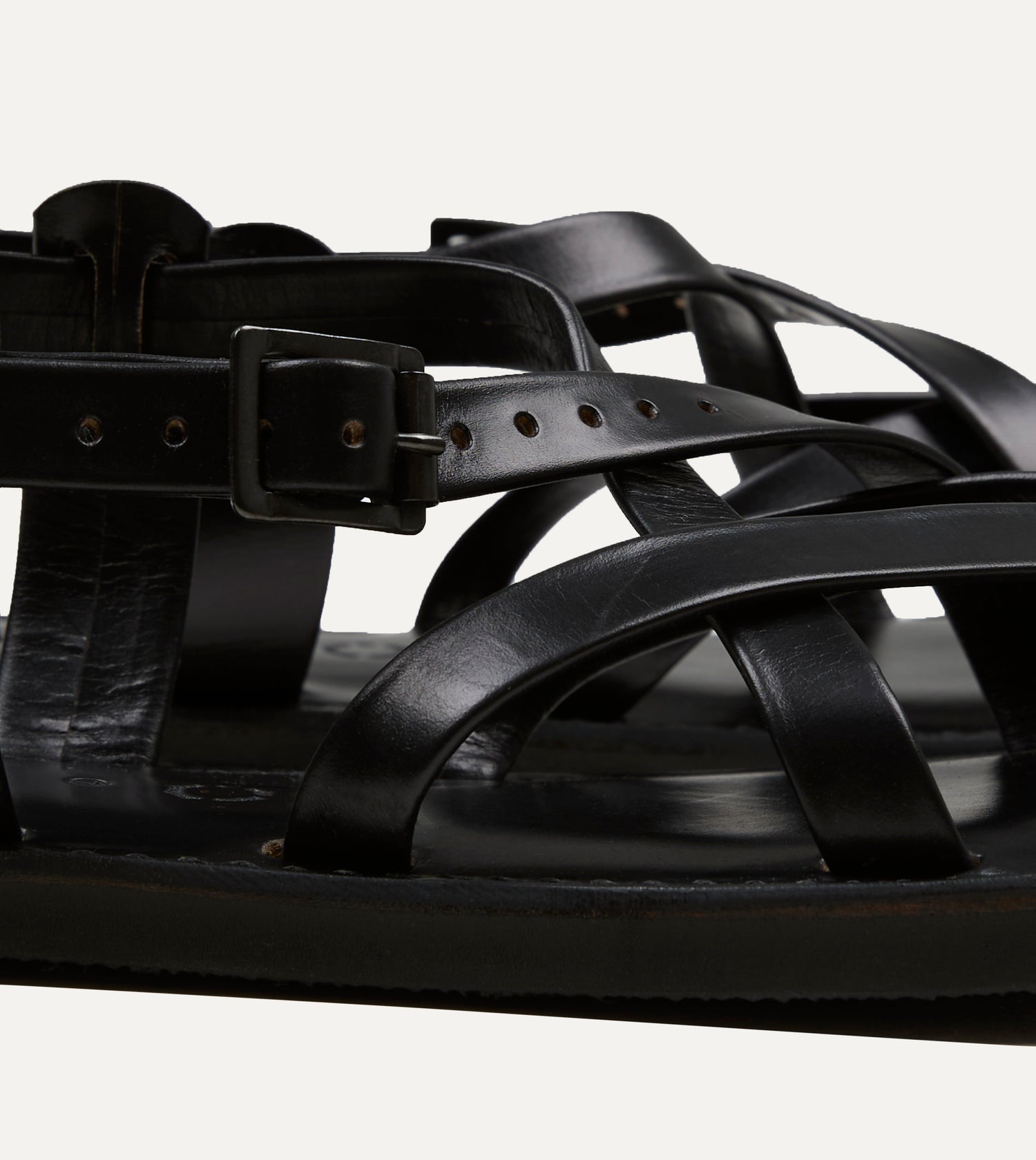 Kovalam Black Leather One Strap Sandal