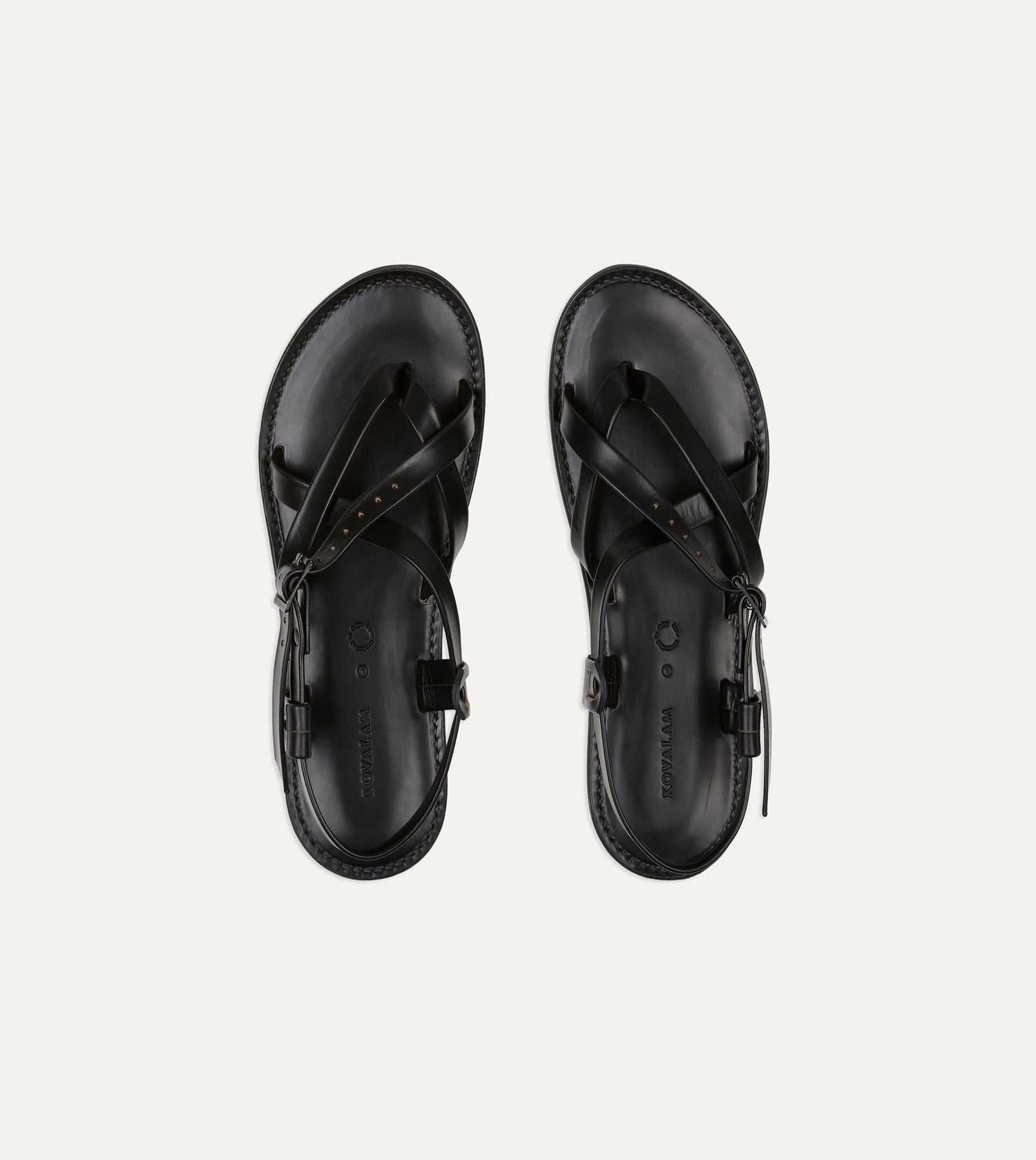 Kovalam Black Leather One Strap Sandal