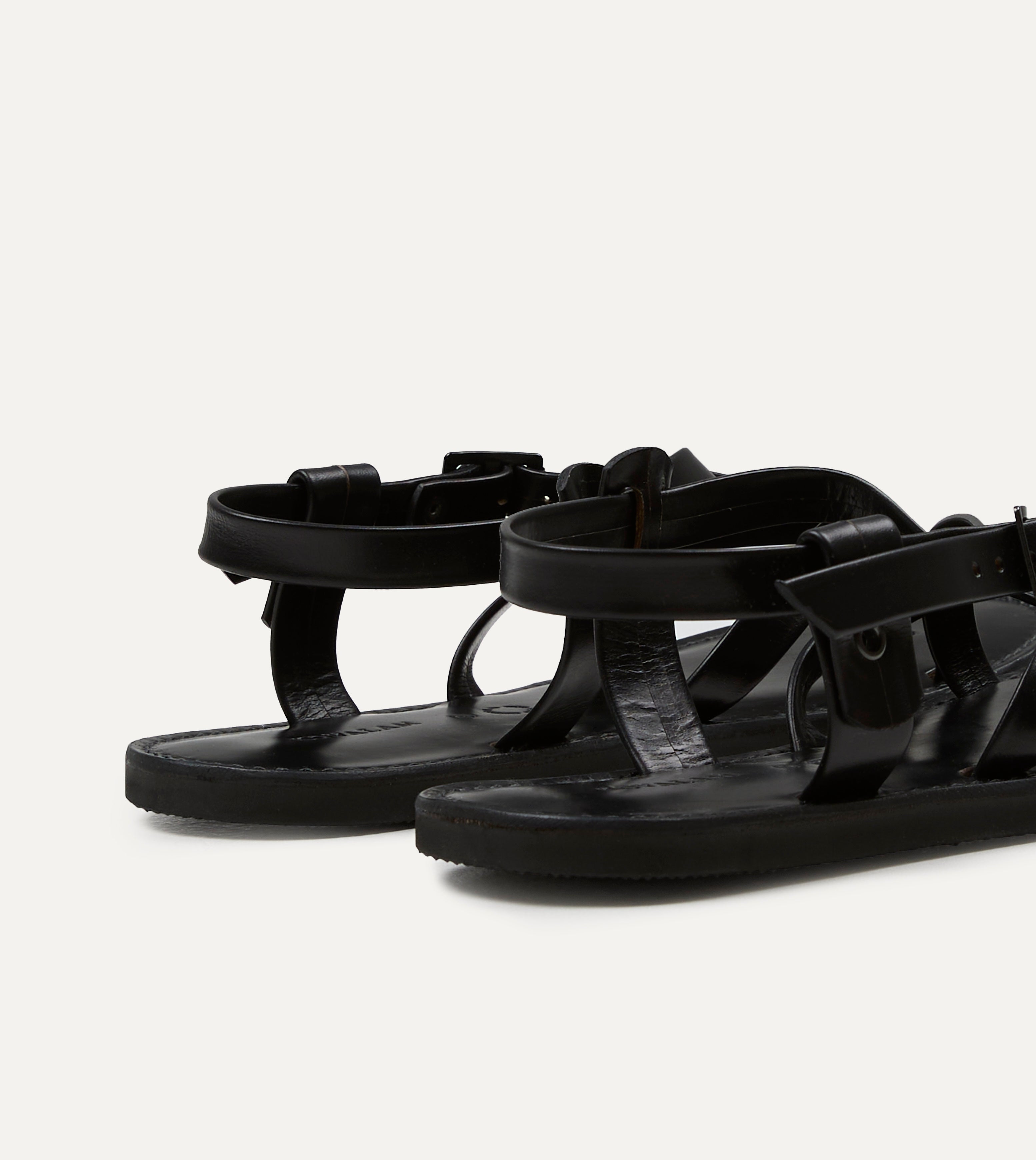 Kovalam Black Leather One Strap Sandal