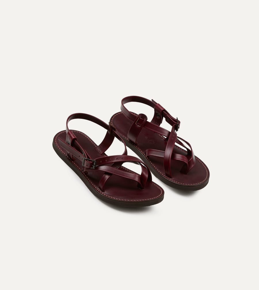 Kovalam Burgundy Leather One Strap Sandal