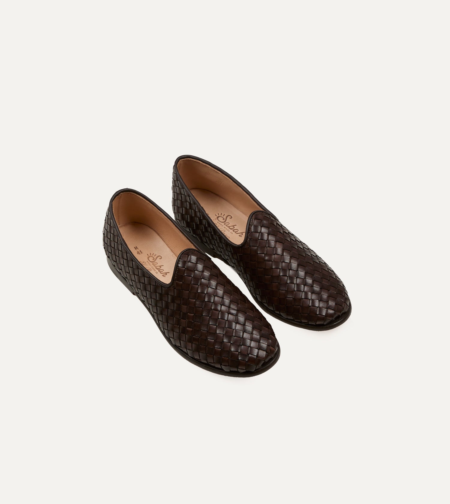 Sabah for Drake's Brown Woven Leather Bolo Shoe