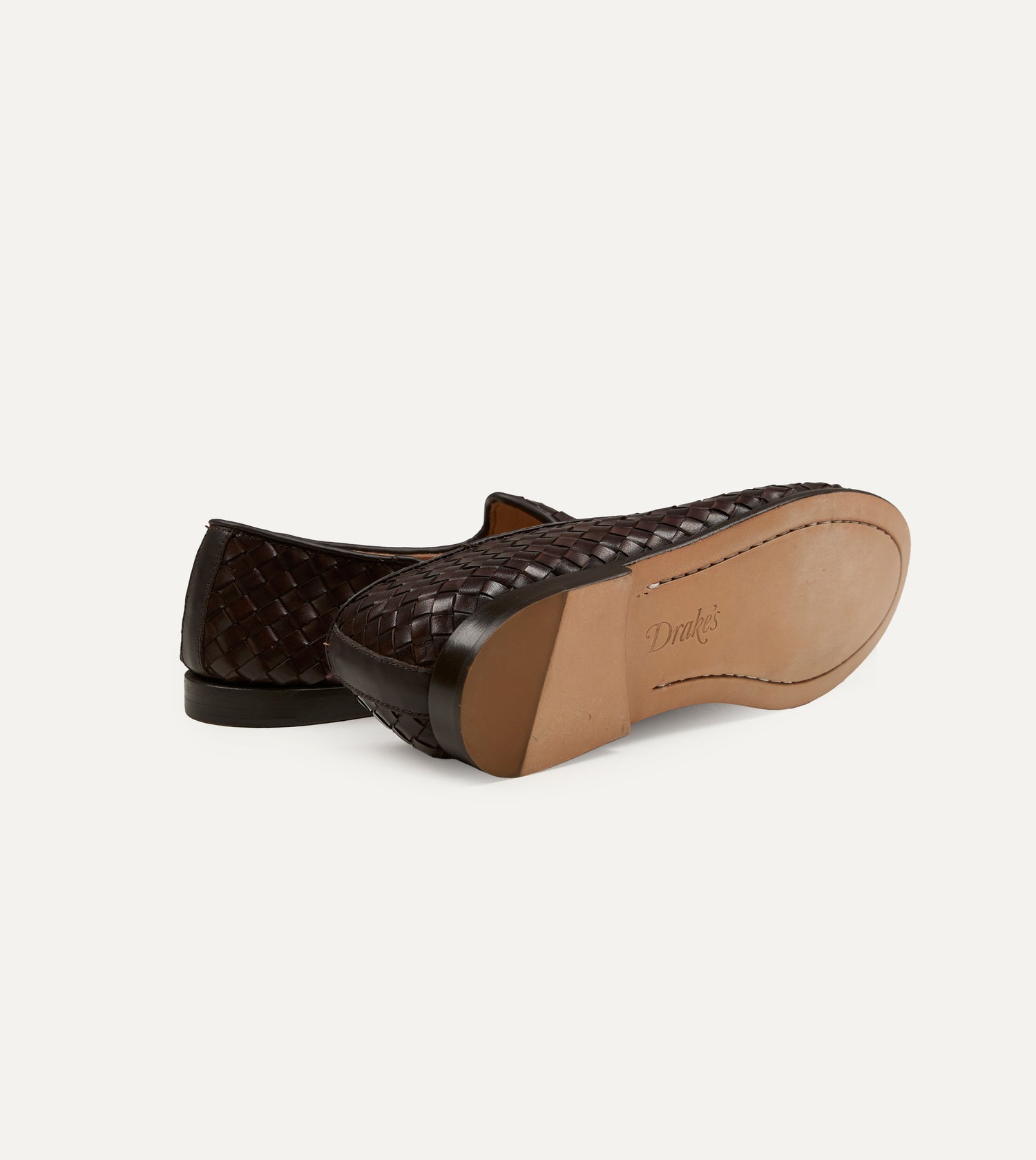 Sabah for Drake's Brown Woven Leather Bolo Shoe