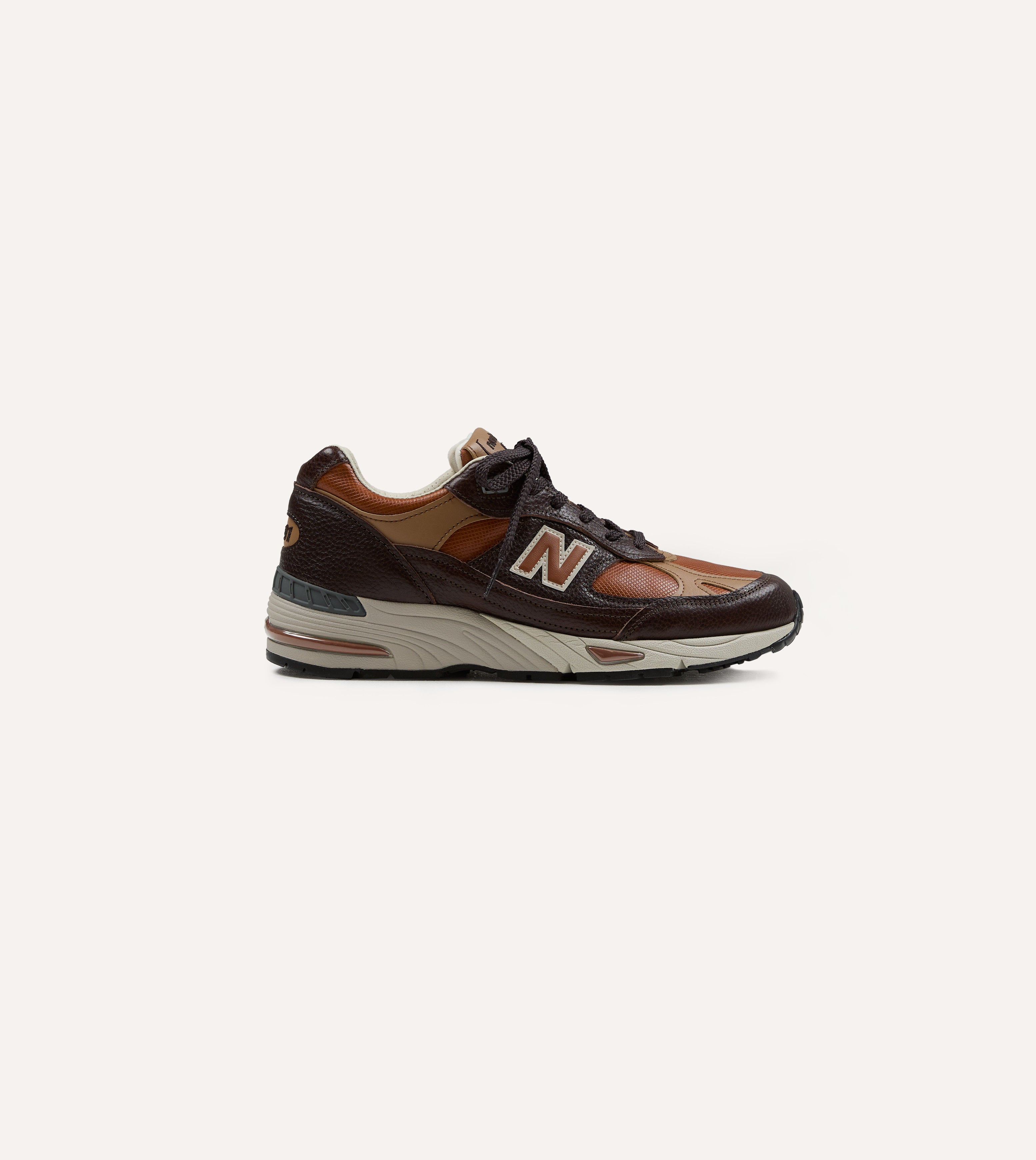 New Balance ‘Luxury Leather’ Chocolate Plum and Caramel Made in UK 991v1 Trainers