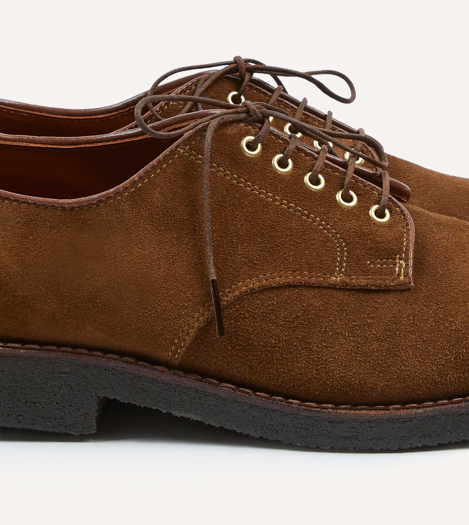 Alden for Drake's Tobacco Suede Plain-Toe Blucher with Double Crepe Sole