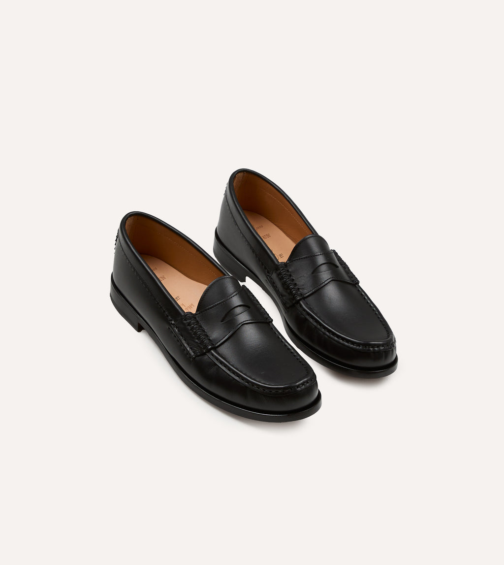 Yuketen Black Leather Rob's Loafer – Drakes US