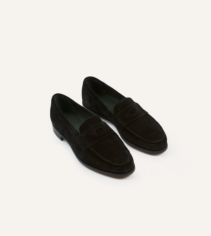 Black Suede Charles Mk II Goodyear Welted Penny Loafer