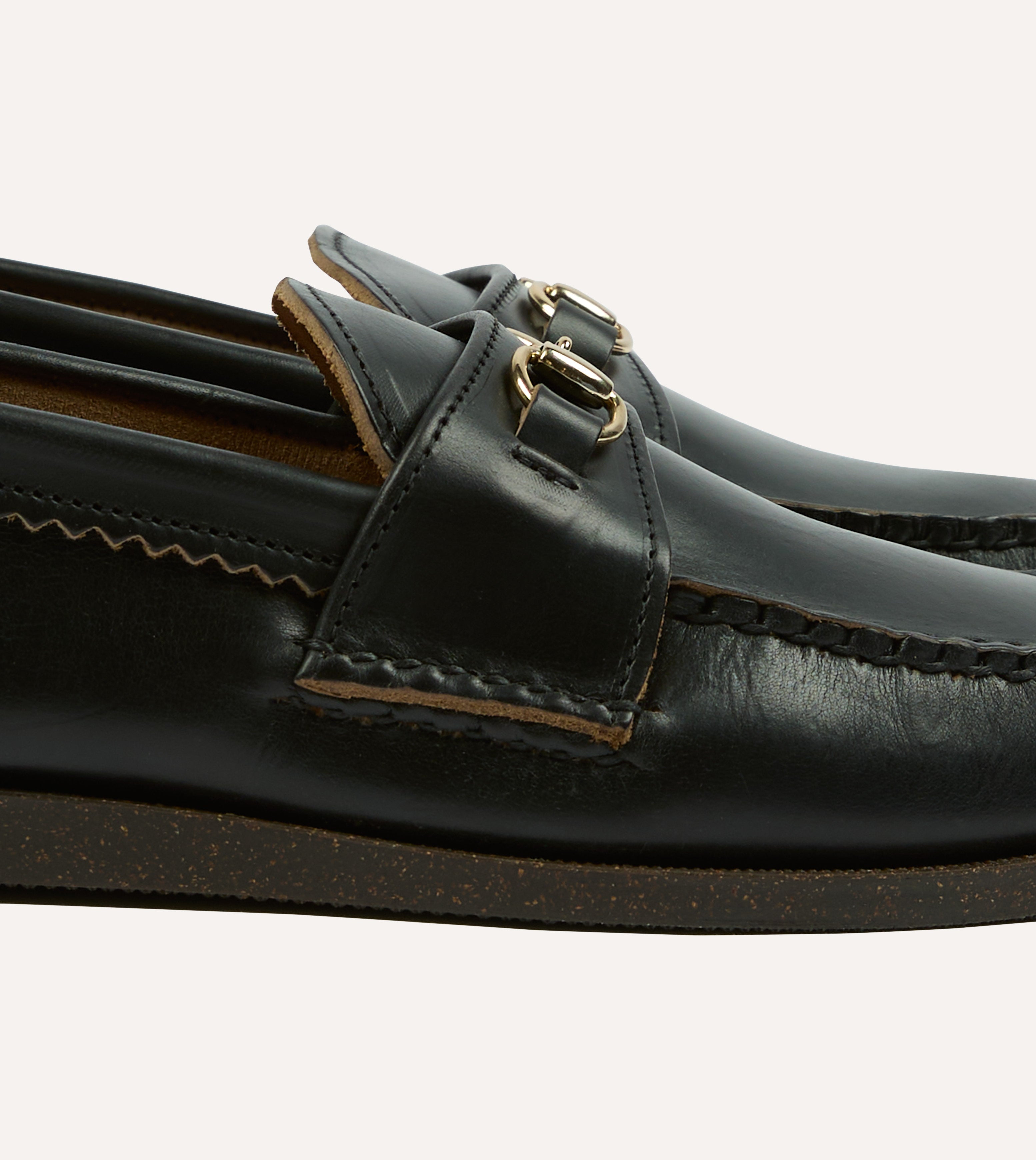 Yuketen Black Leather Bit Loafer with Camp Sole – Drakes US