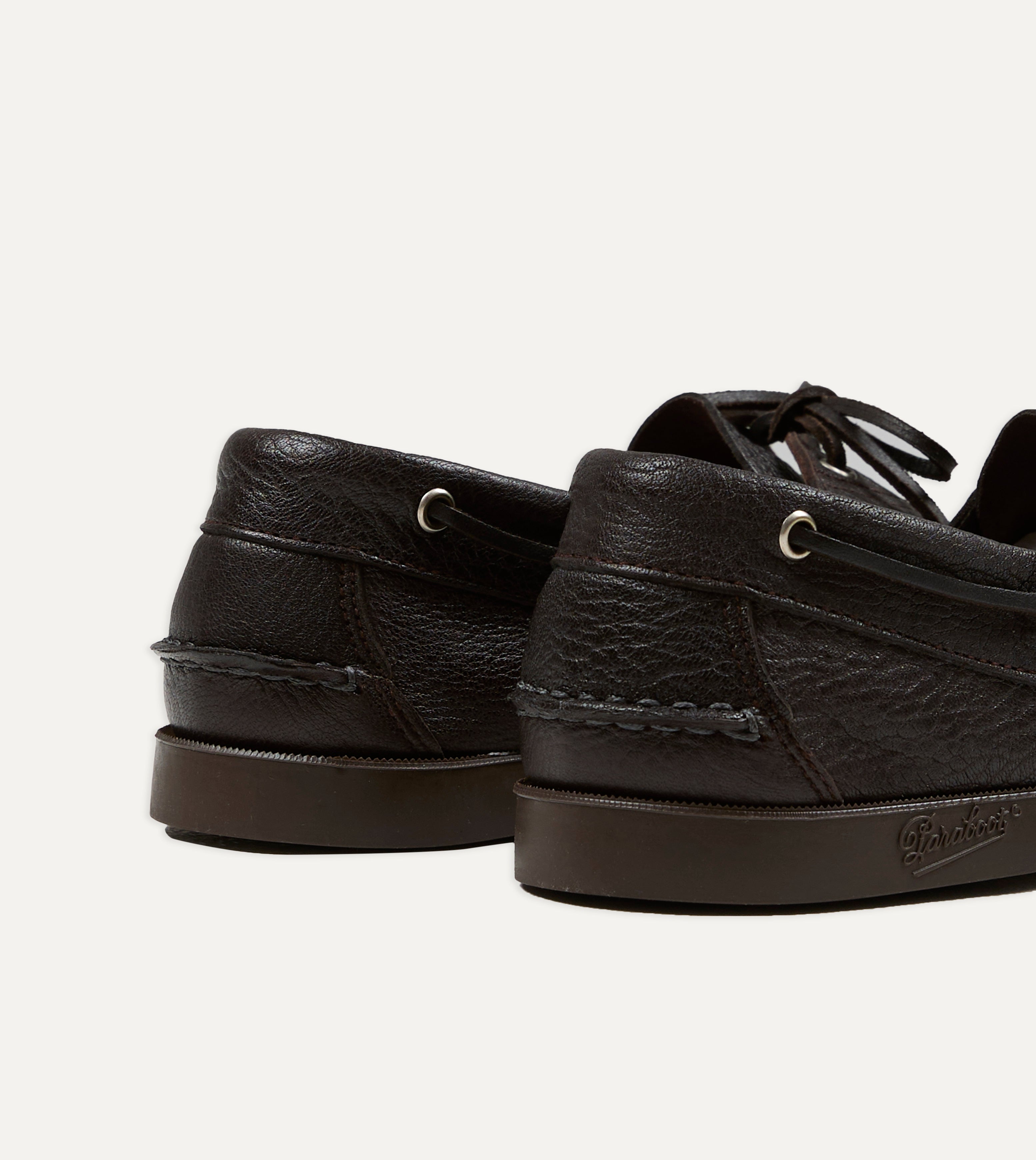 靴 Paraboot BARTH CERF/NOIR 8 Paraboot Barth Brown Cerf Leather Boat Shoe – Drakes US