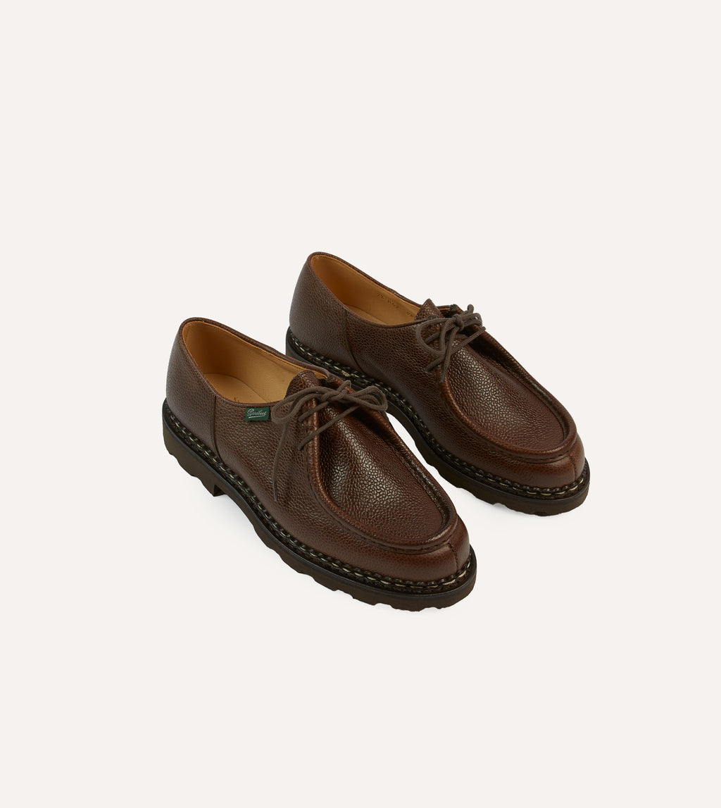 Paraboot Michael Brown Pebble Grain Leather Derby Shoe – Drakes US
