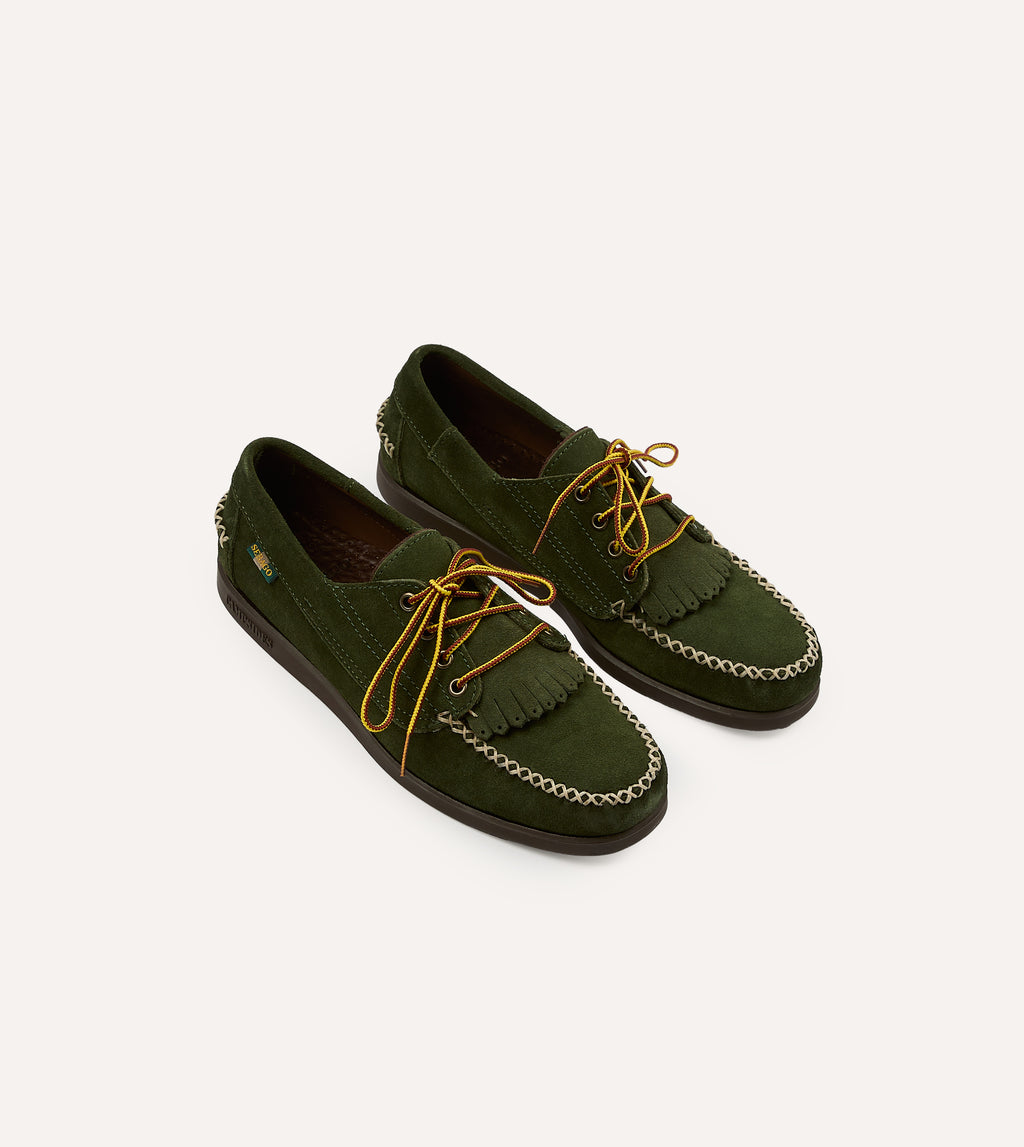 Drake's by Sebago Campsides Askook Kilt Green Suede Shoe Drakes US Drake's by Sebago Campsides Askook Kilt Green Suede Shoe Drakes US