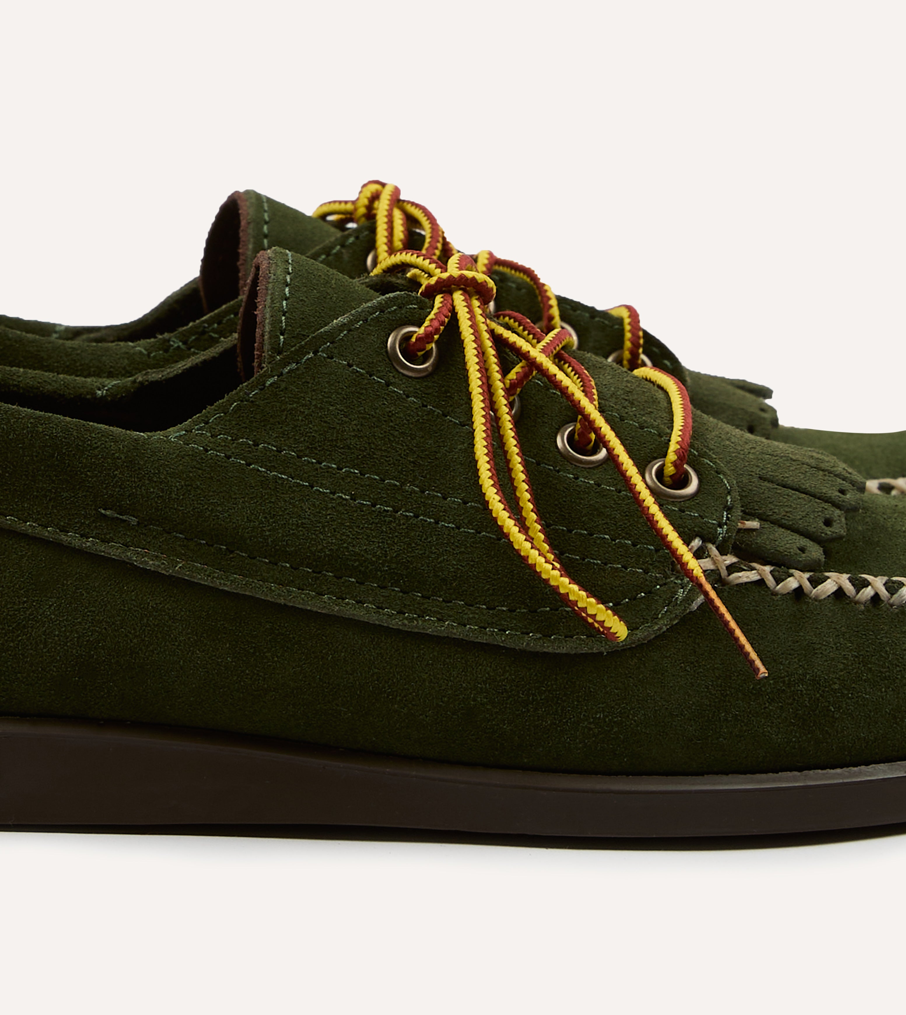 Drake's by Sebago Campsides Askook Kilt Green Suede Shoe – Drakes US