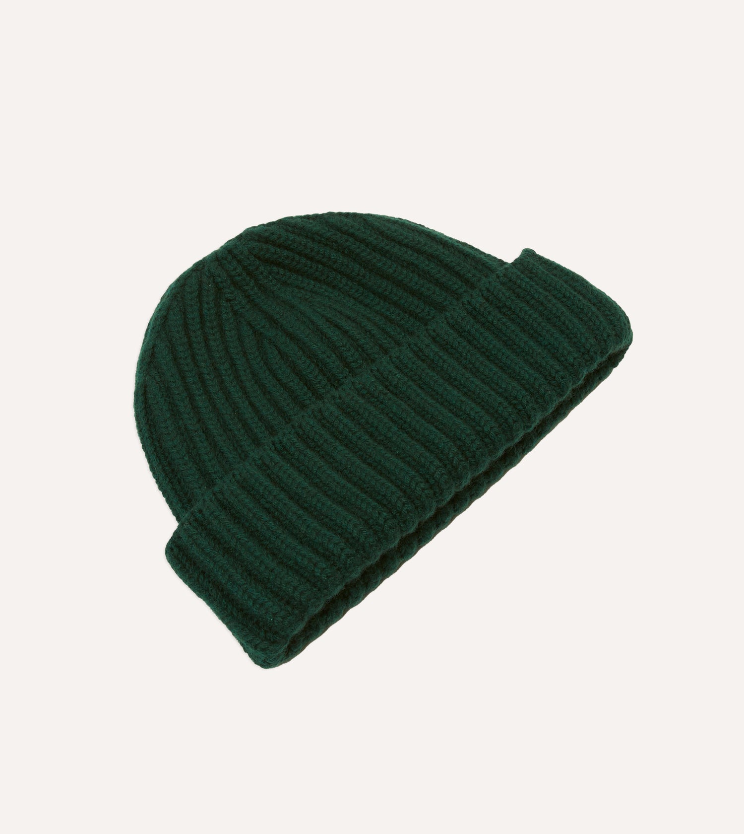 Forest Green Cashmere Ribbed Knit Cap