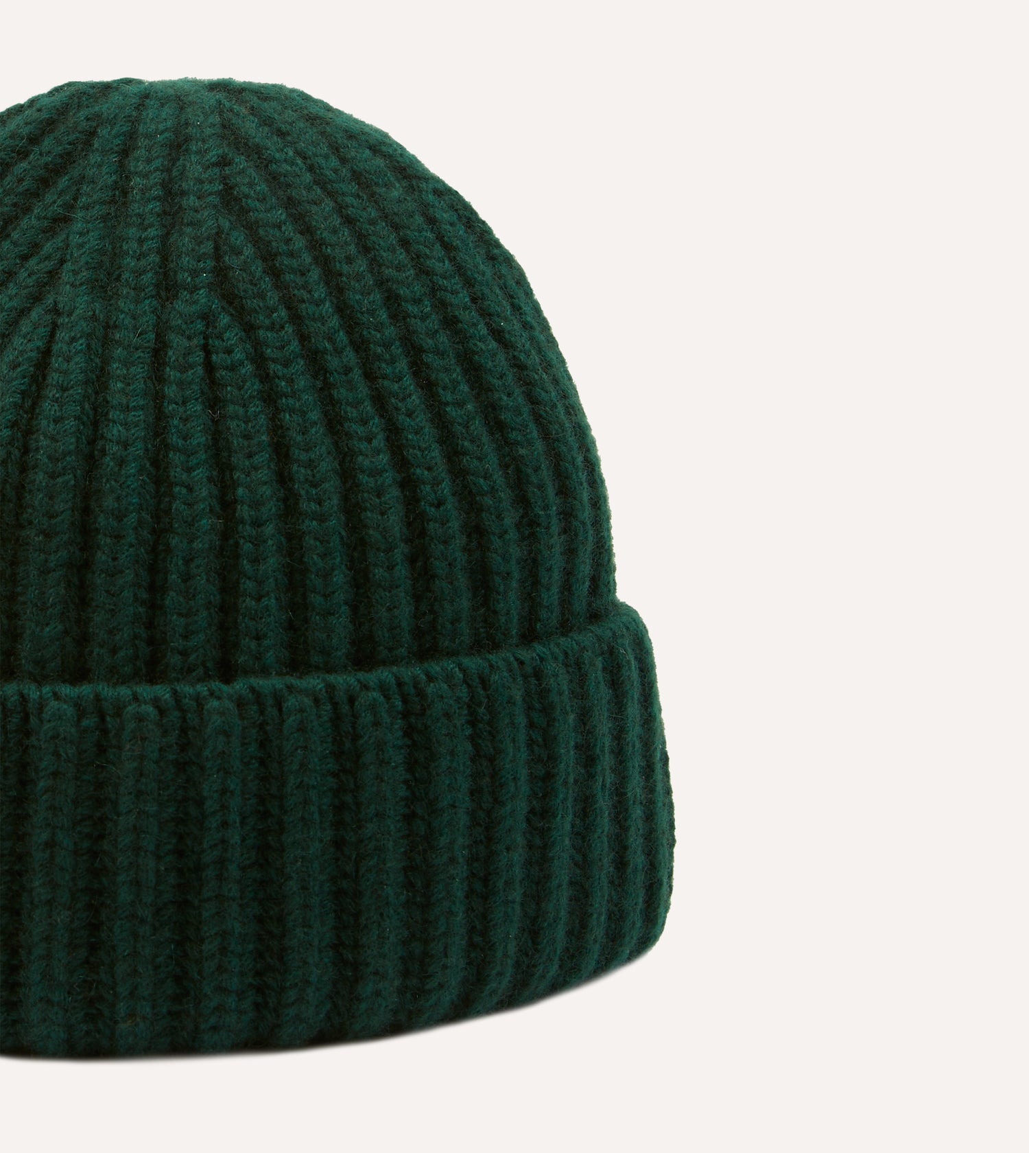 Forest Green Cashmere Ribbed Knit Cap