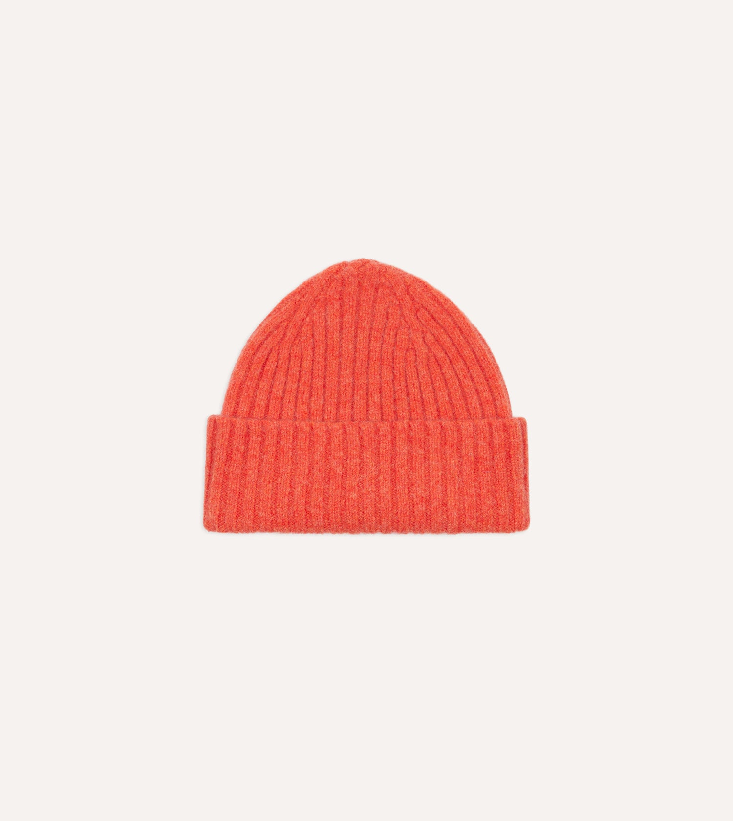 Orange Lambswool Ribbed Knit Cap