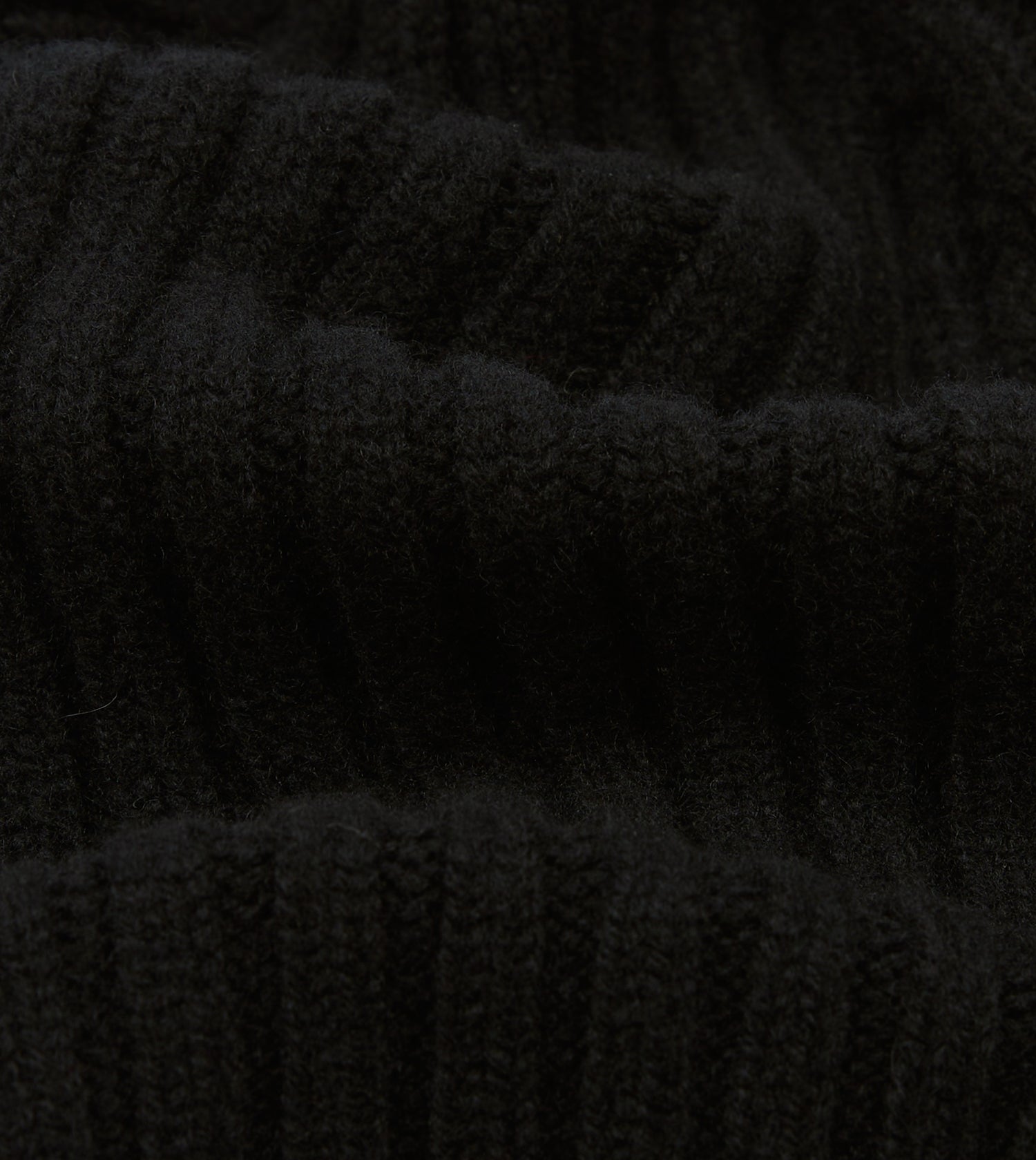 Black Lambswool Ribbed Knit Cap